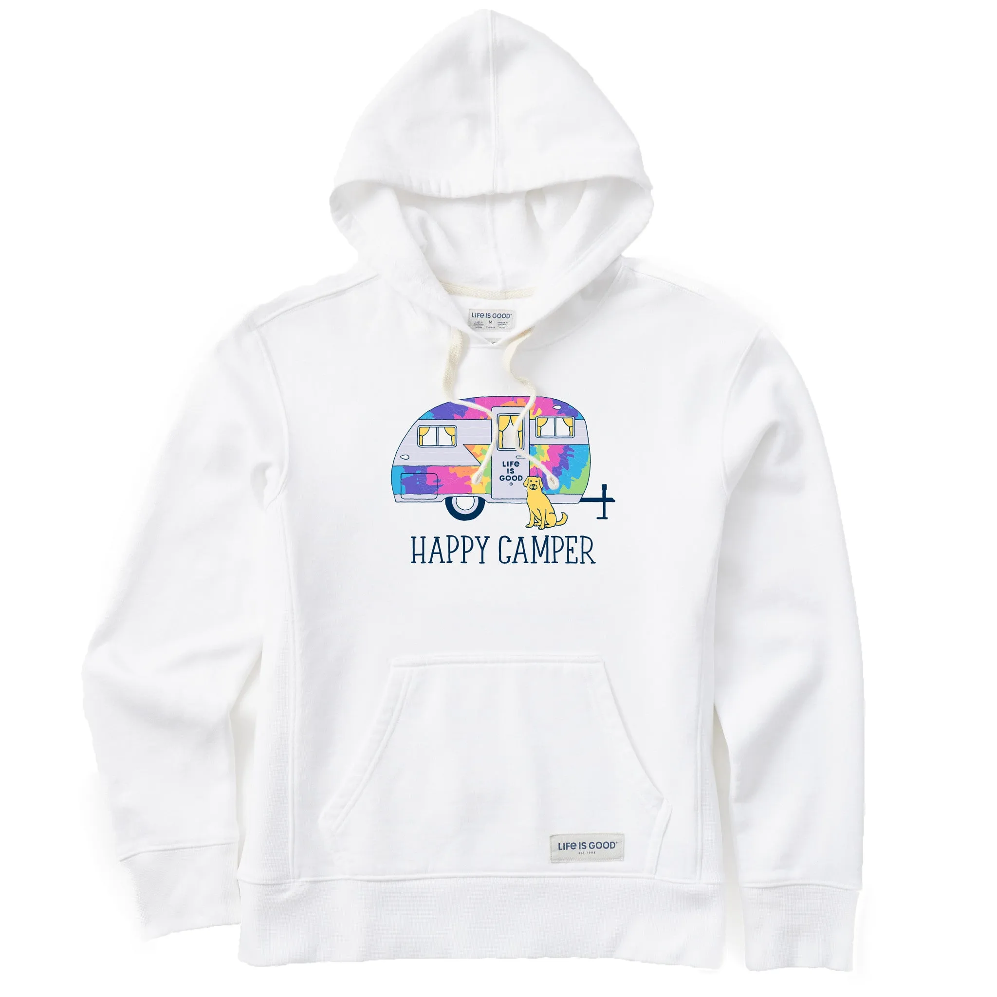 Unisex Apparel Women's Tie Dye Happy Camper Simply True Fleece Hoodie