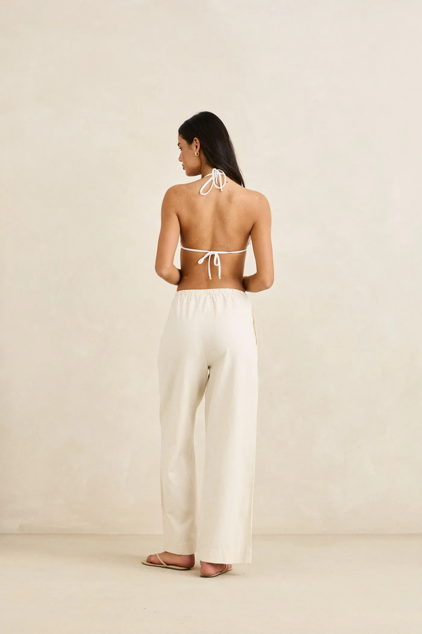 Flexible Motion Side slits Classic Drawstring Pant Oat