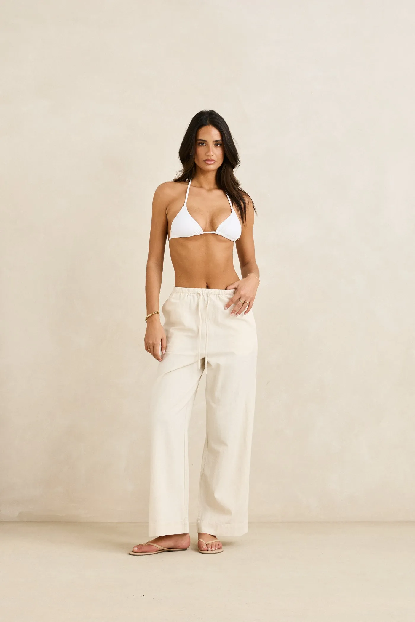 Casual Essentials Classic Drawstring Pant Oat