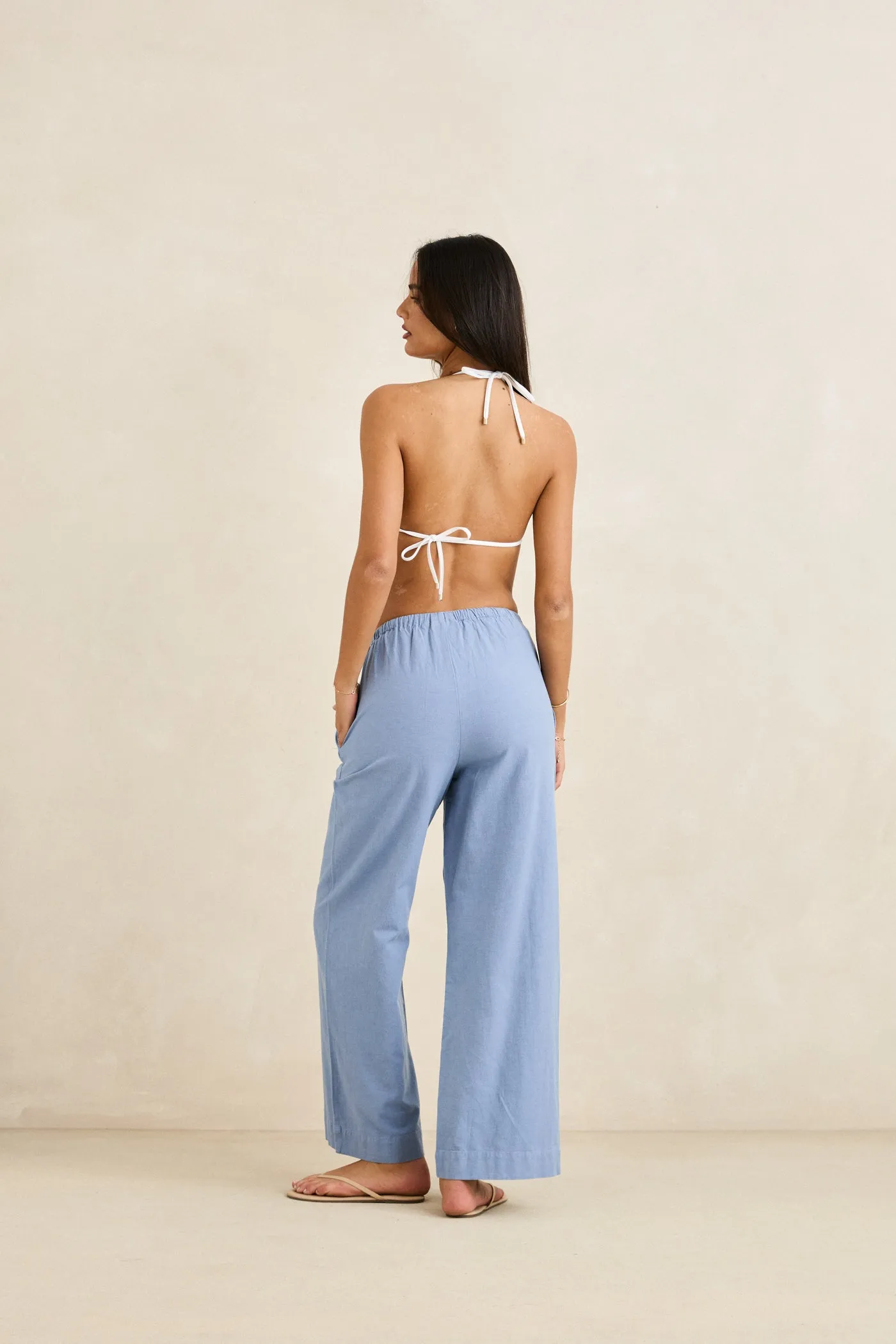 Classic Drawstring Pant Steel Blue Wrinkle resistant fabric Flexible Durability