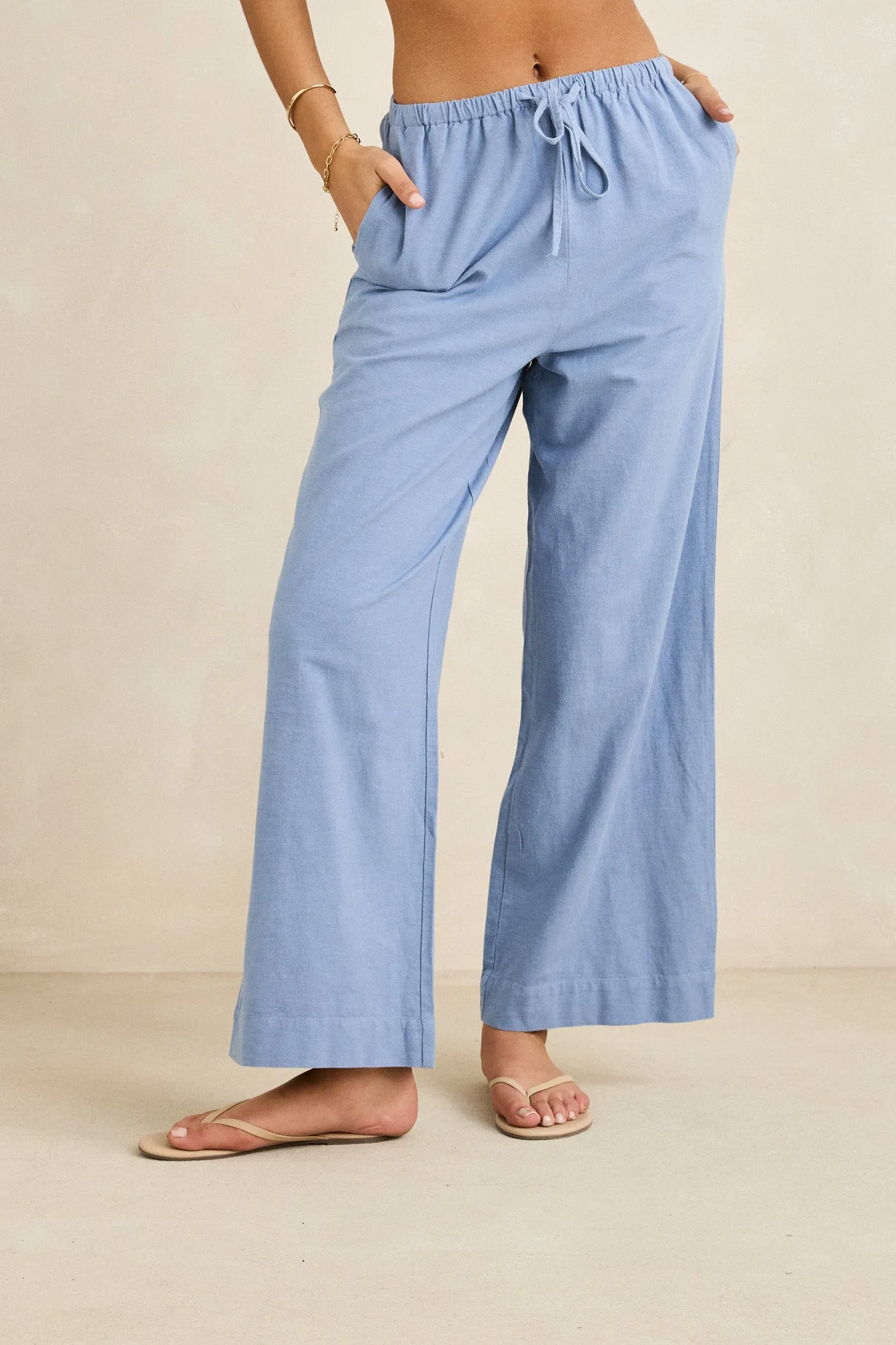 Classic Drawstring Pant Steel Blue Travel Essential