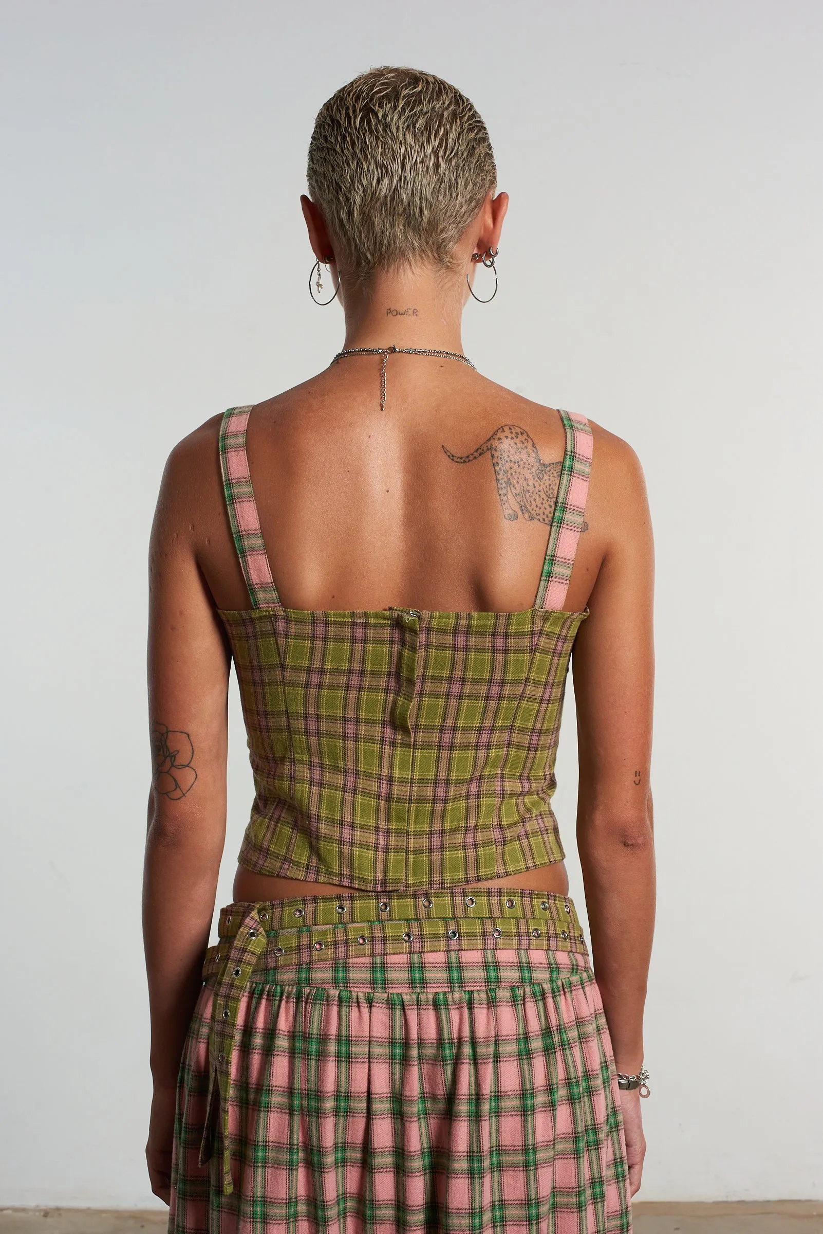 Mix Check Corset Top Party Ready