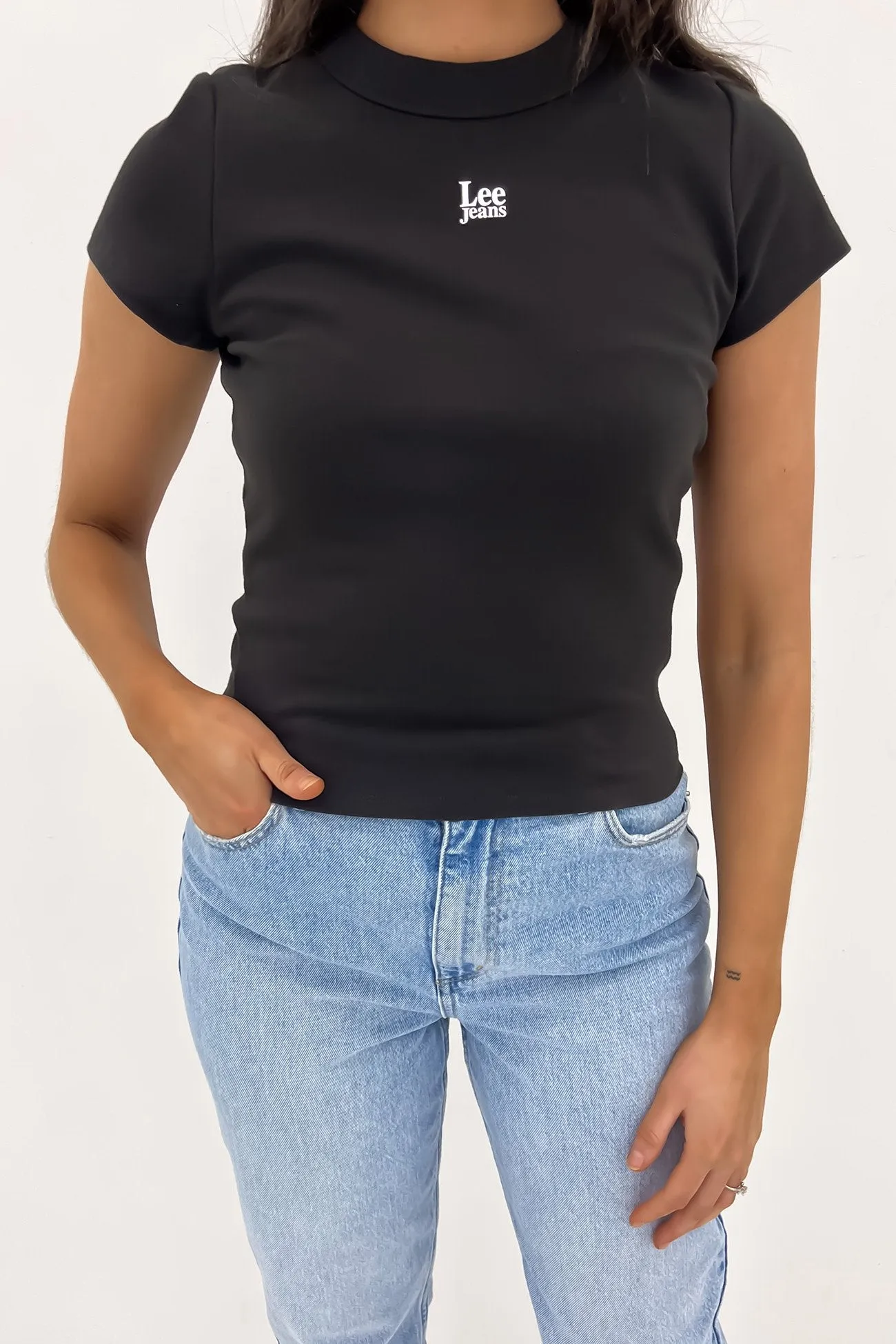 Fashionable Wrinkle Resistant Finish Essential Rib Tee Timeless Black