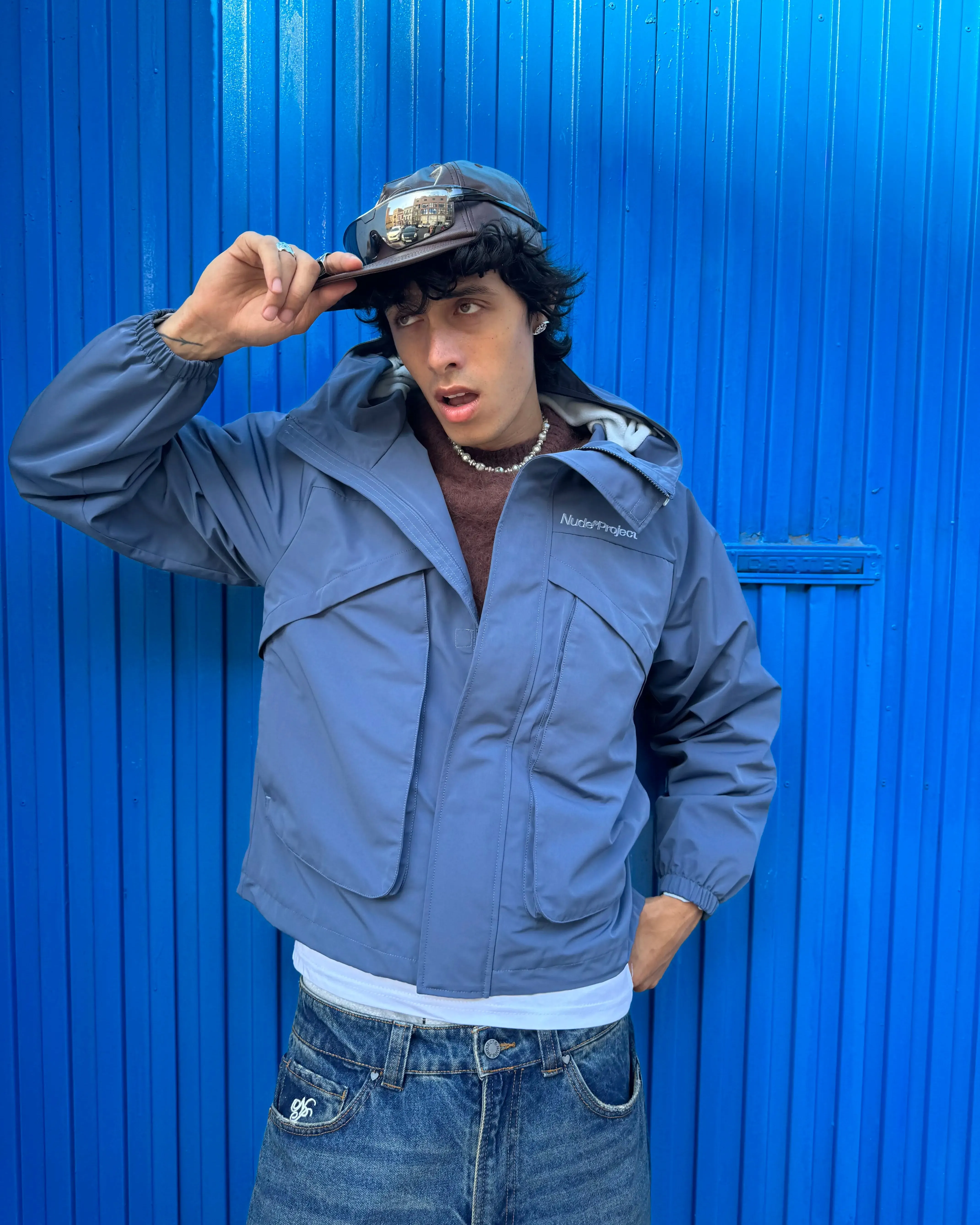 Snap Closures Breathable Lining Design Milestones Windbreaker Jacket Blue