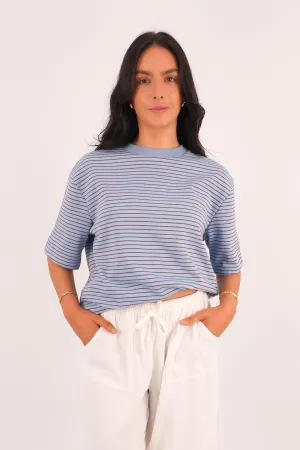 Versatile Fit Non Restrictive Fit Campbell Stripe Tee Blue