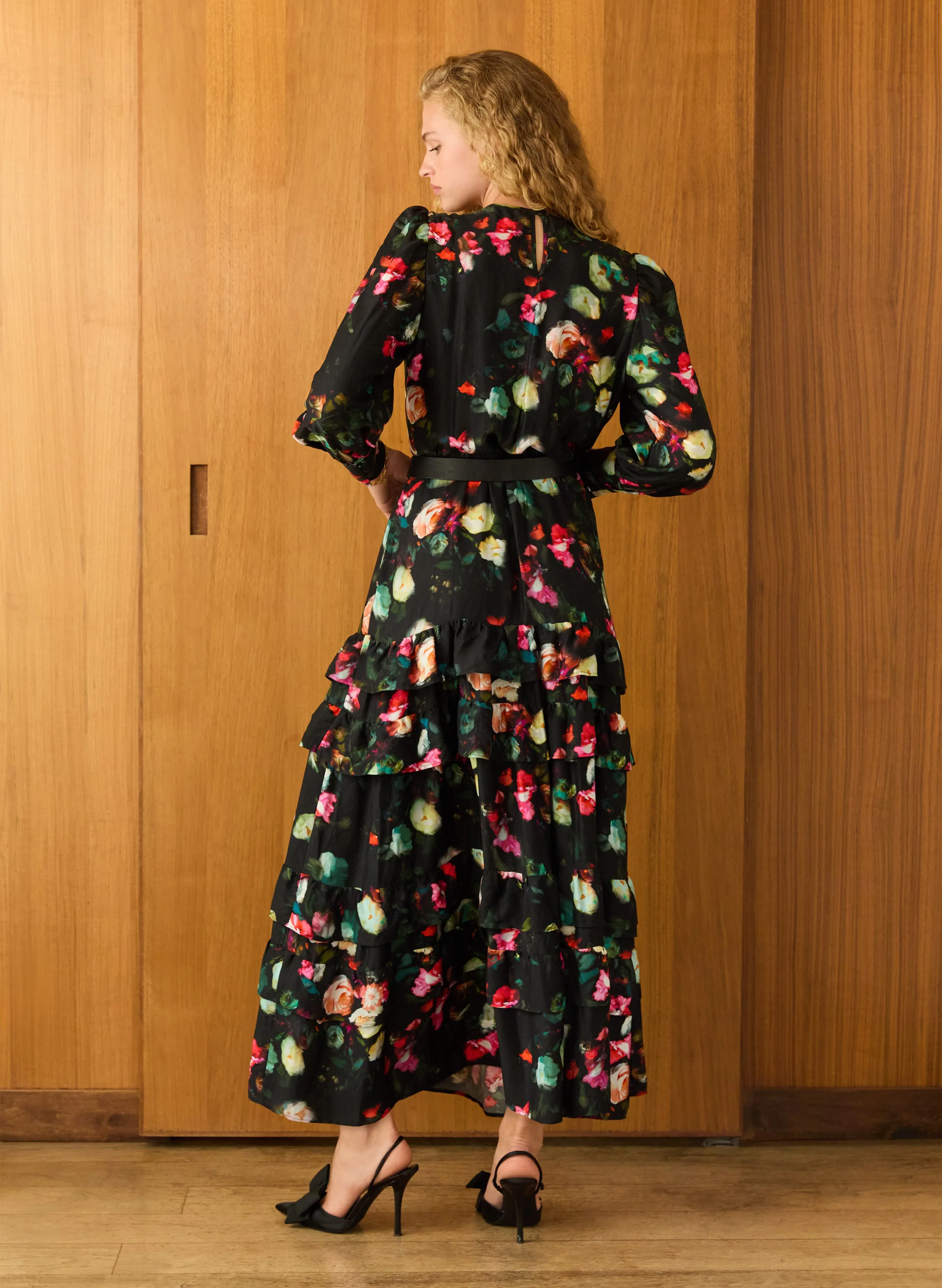 Chilly Weather Comfort Modern Texture Natasha?Printed Maxi Dress