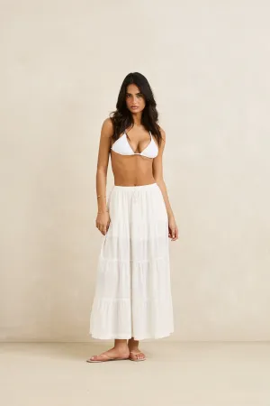 Classic Tiered Maxi Skirt White hypoallergenic material Smooth Motion