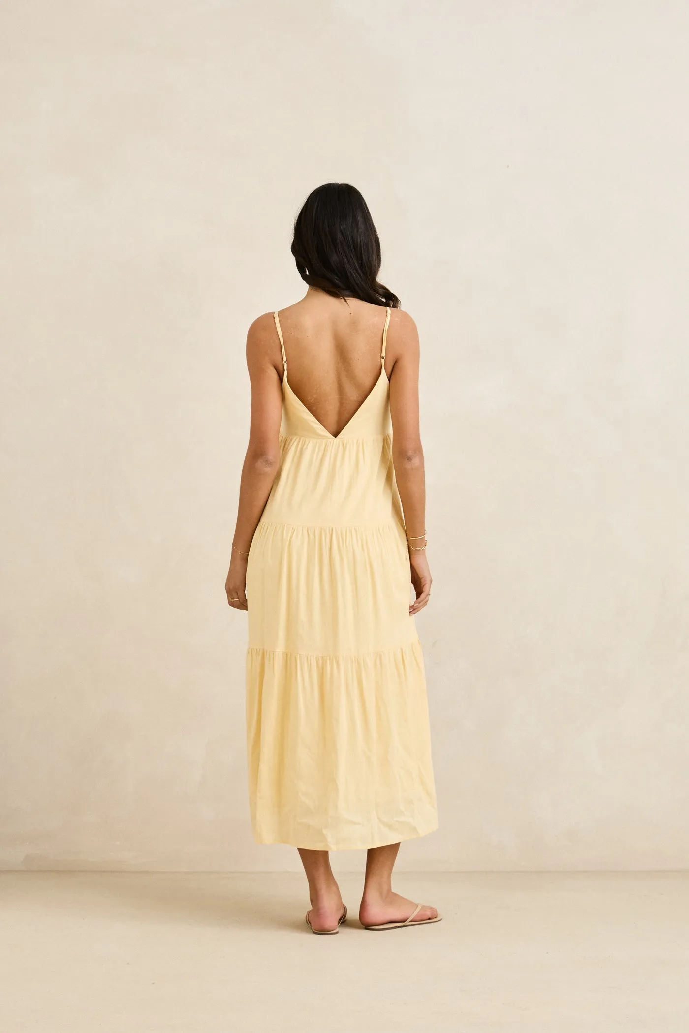 Classic Tiered Midi Dress Butter Kind Glow Photo Bright