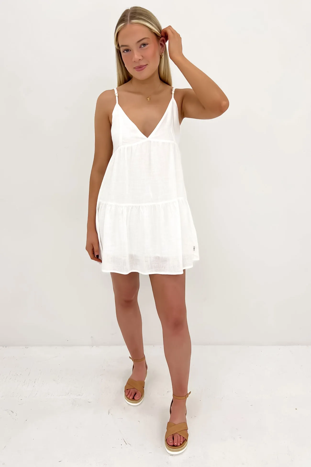 Elegant Simplicity Classic Tiered Mini Dress White