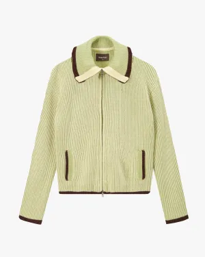 Classy Zip-Up Knit Cardigan Yellow Hypoallergenic Yarn Daily Piece