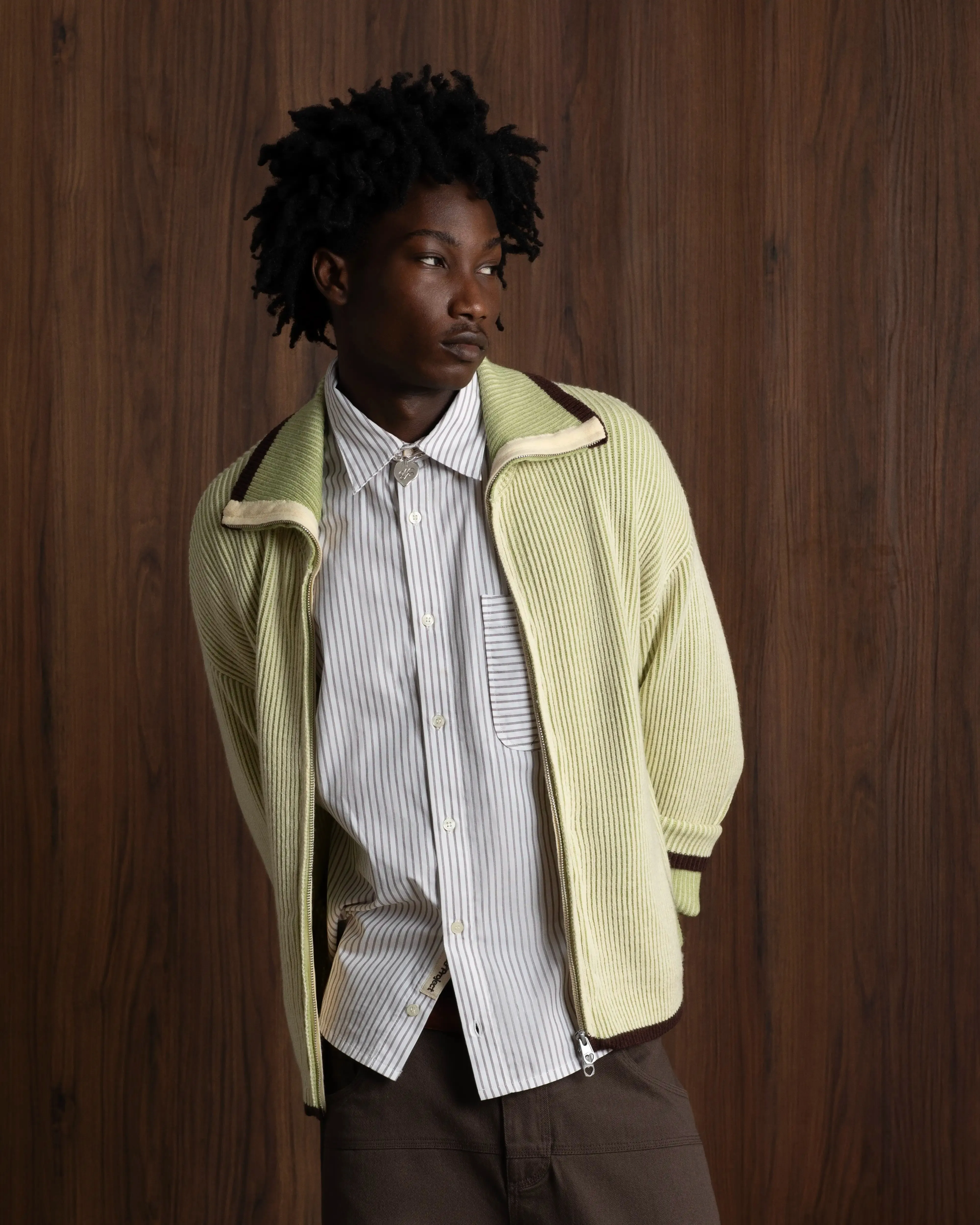 Fresh Casual Wear Pure Shape Classy Zip-Up Knit Cardigan Yellow