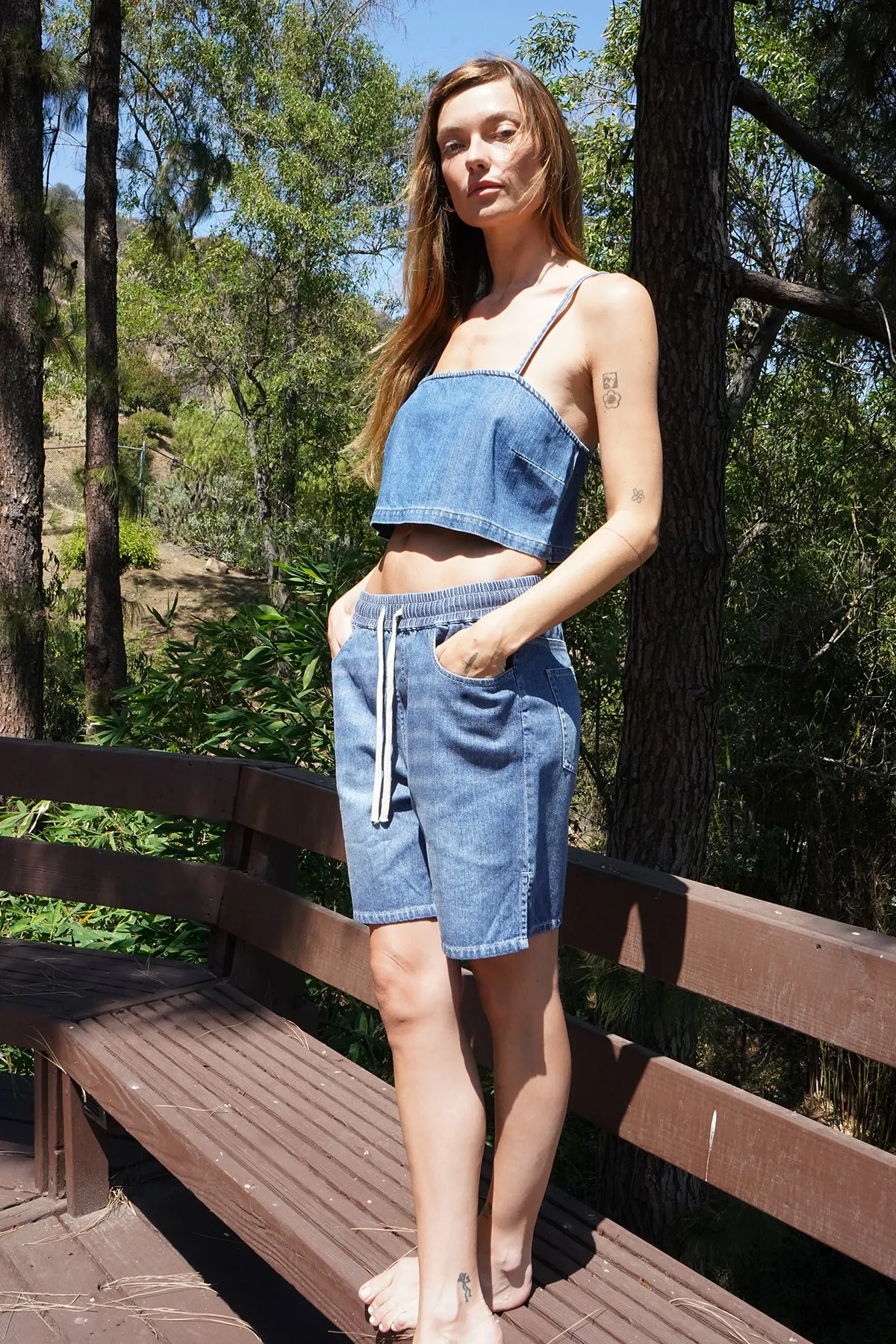 Camille Crop Tank - Soft Denim Cozy Layer Modern Sneakers