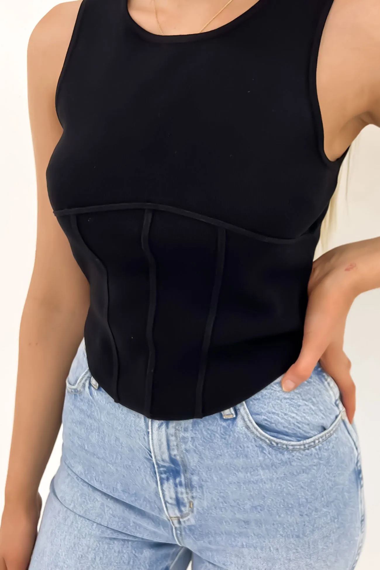 QuickDryMaterial breathable materials Honey Knit Tank Black