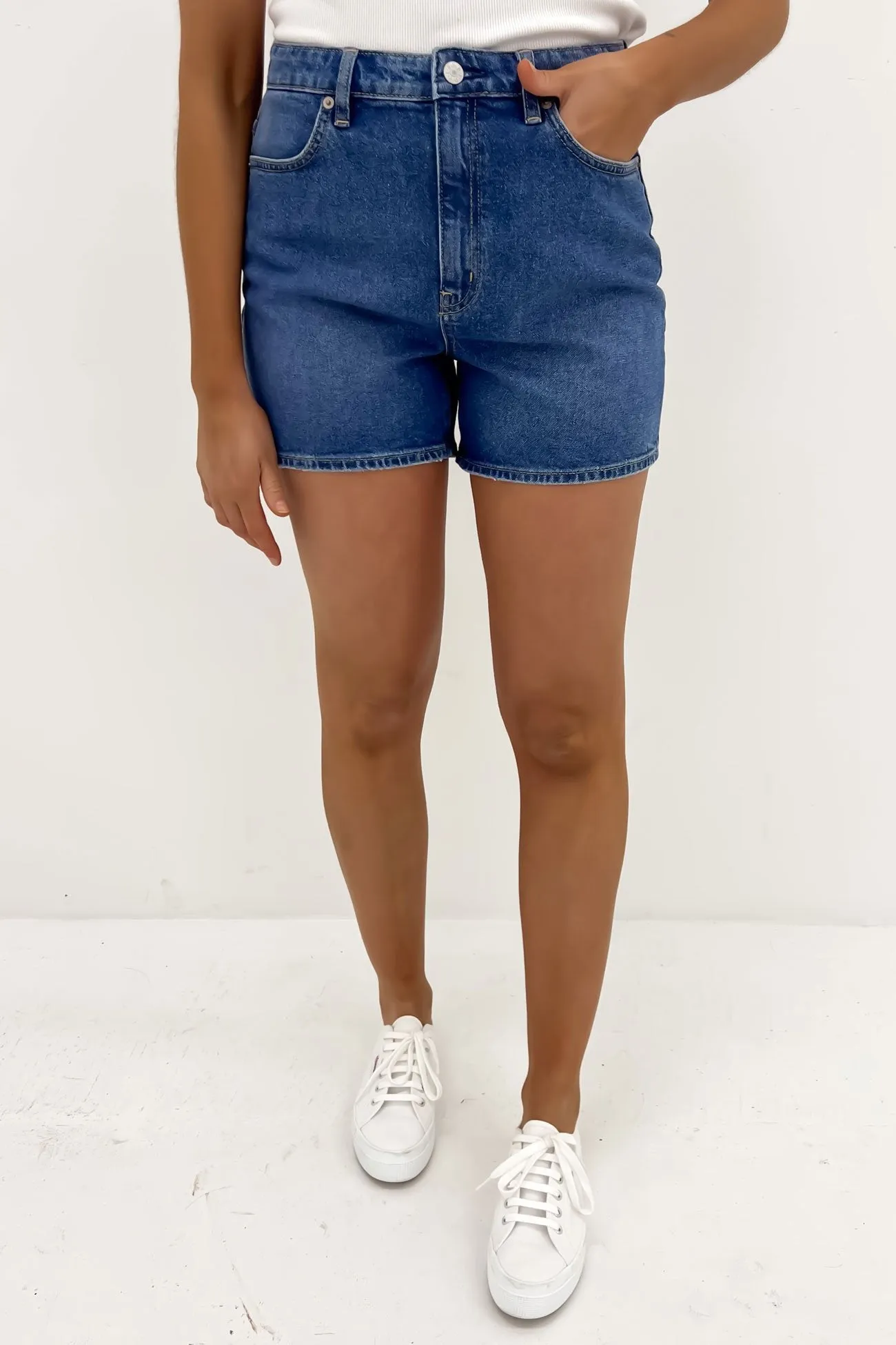 Girlfriend Short Focus Blue Flexible Pocket Placement Abrasion Resistant Material