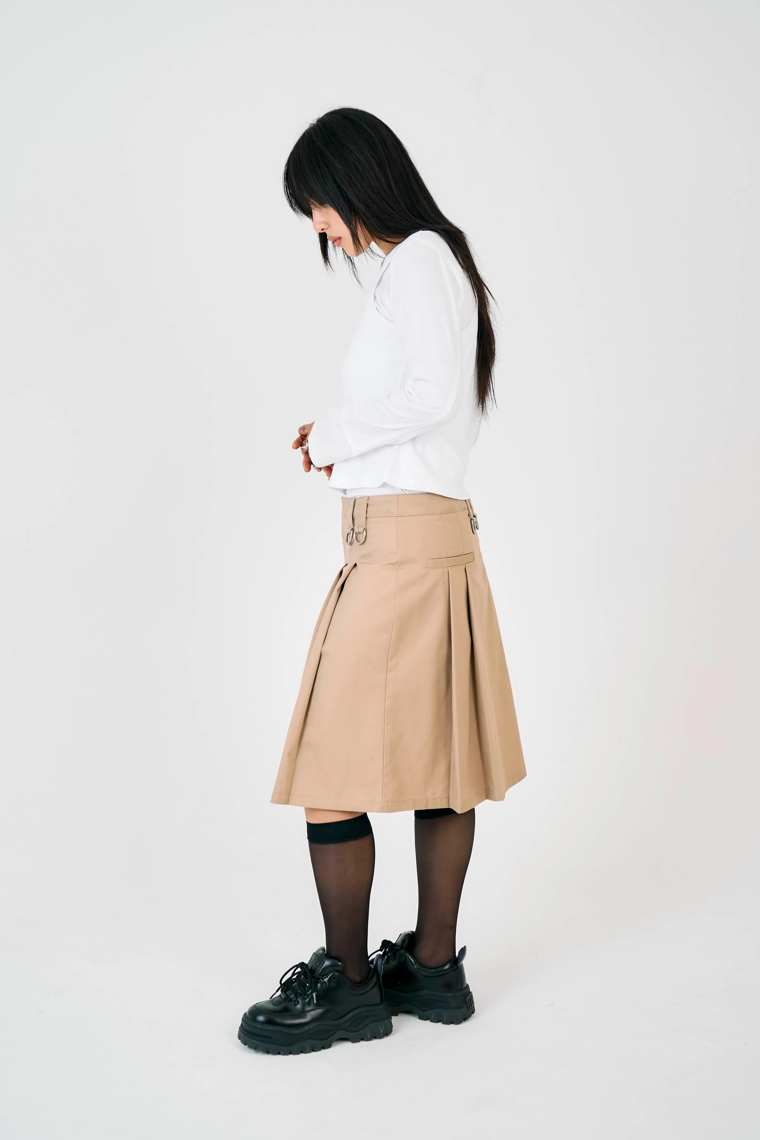 natural fiber Cultural Heritage Clerk Pleated Midi Skirt