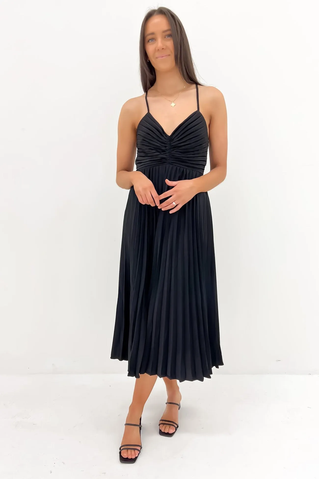 Clydie Midi Dress Black Charming Style