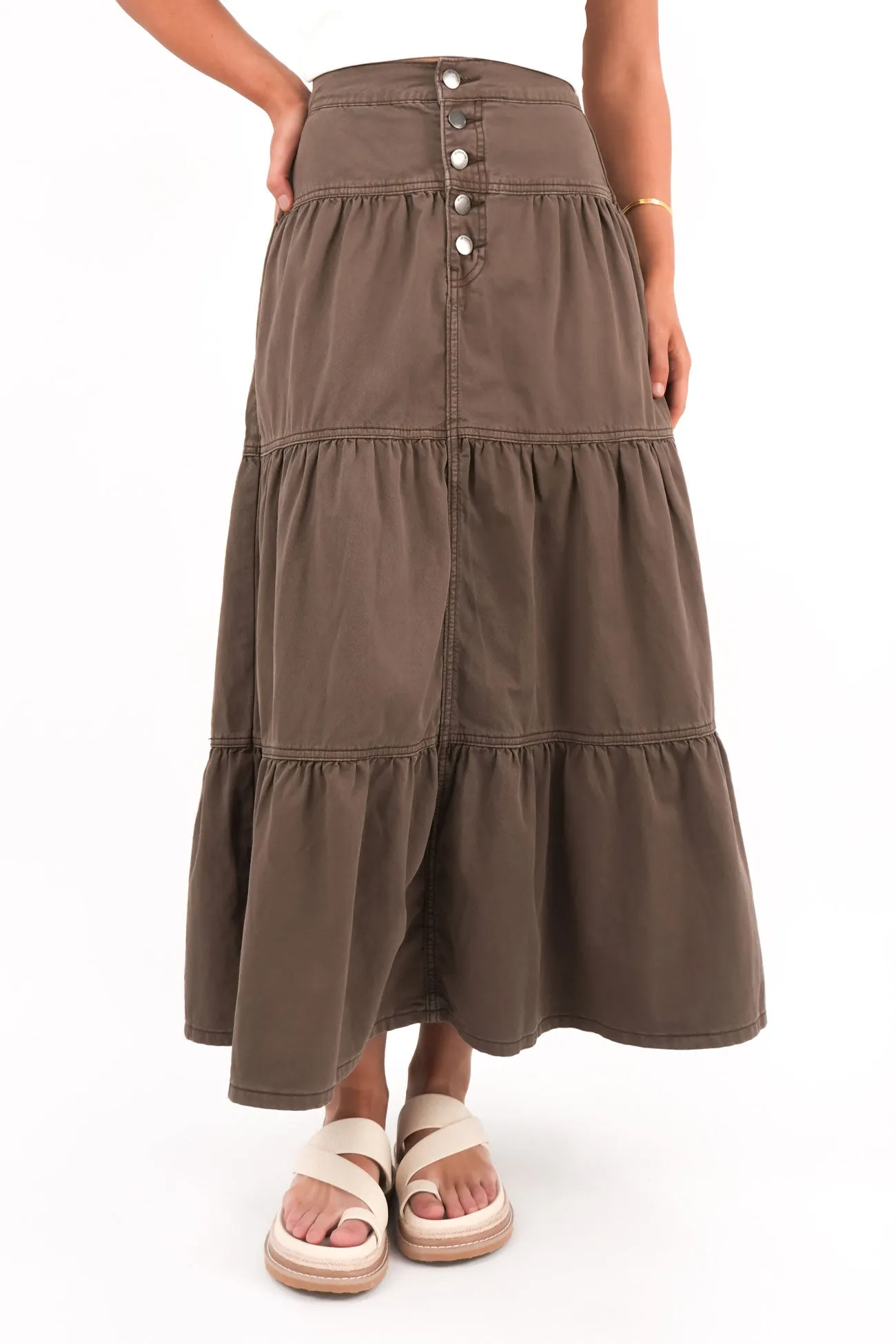 Coco Denim Maxi Skirt Cocoa Moisture wicking