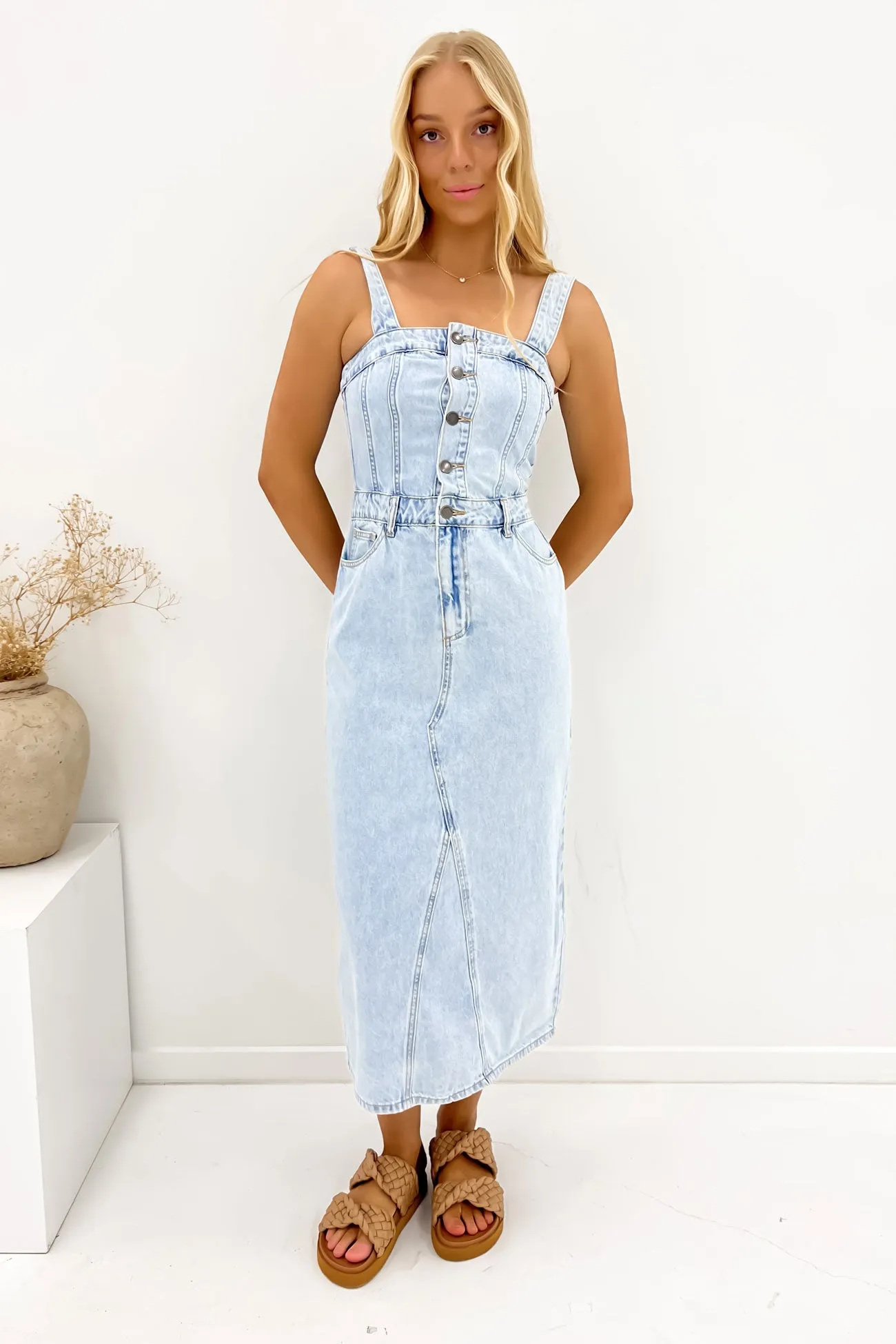 Cozy Comfort Coco Midi Dress Bleach