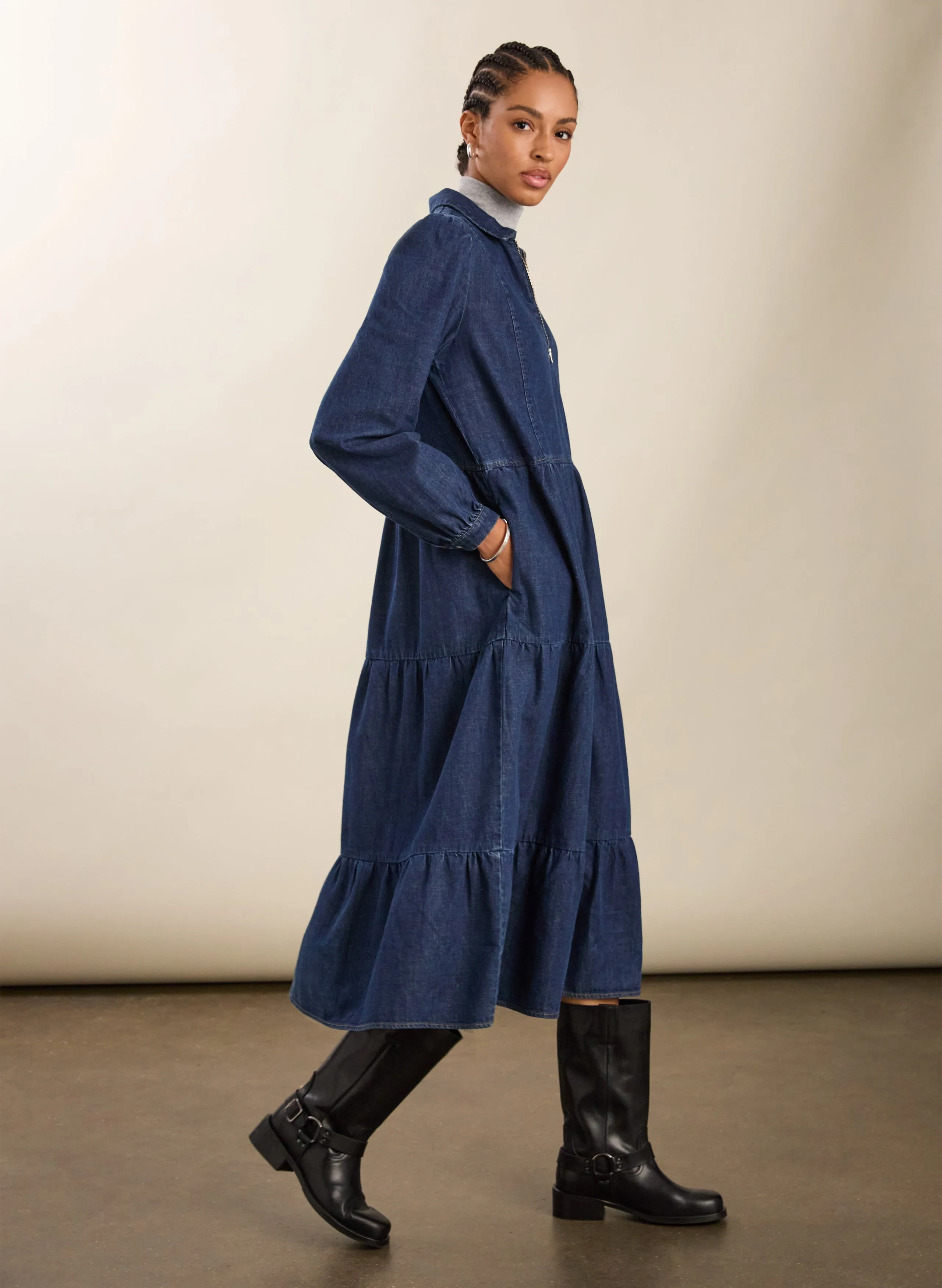 Floral Swing Cody Denim Midi Dress