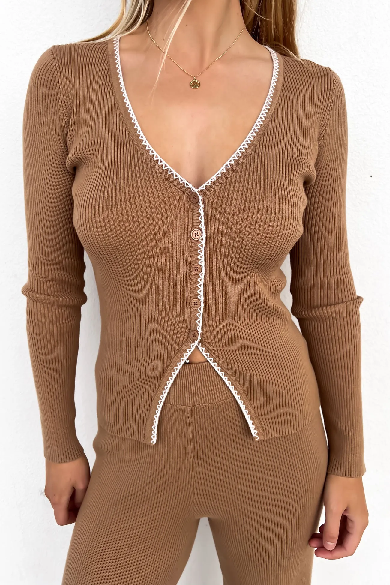 Cody Knit Top Taupe Flex Fit Activewear