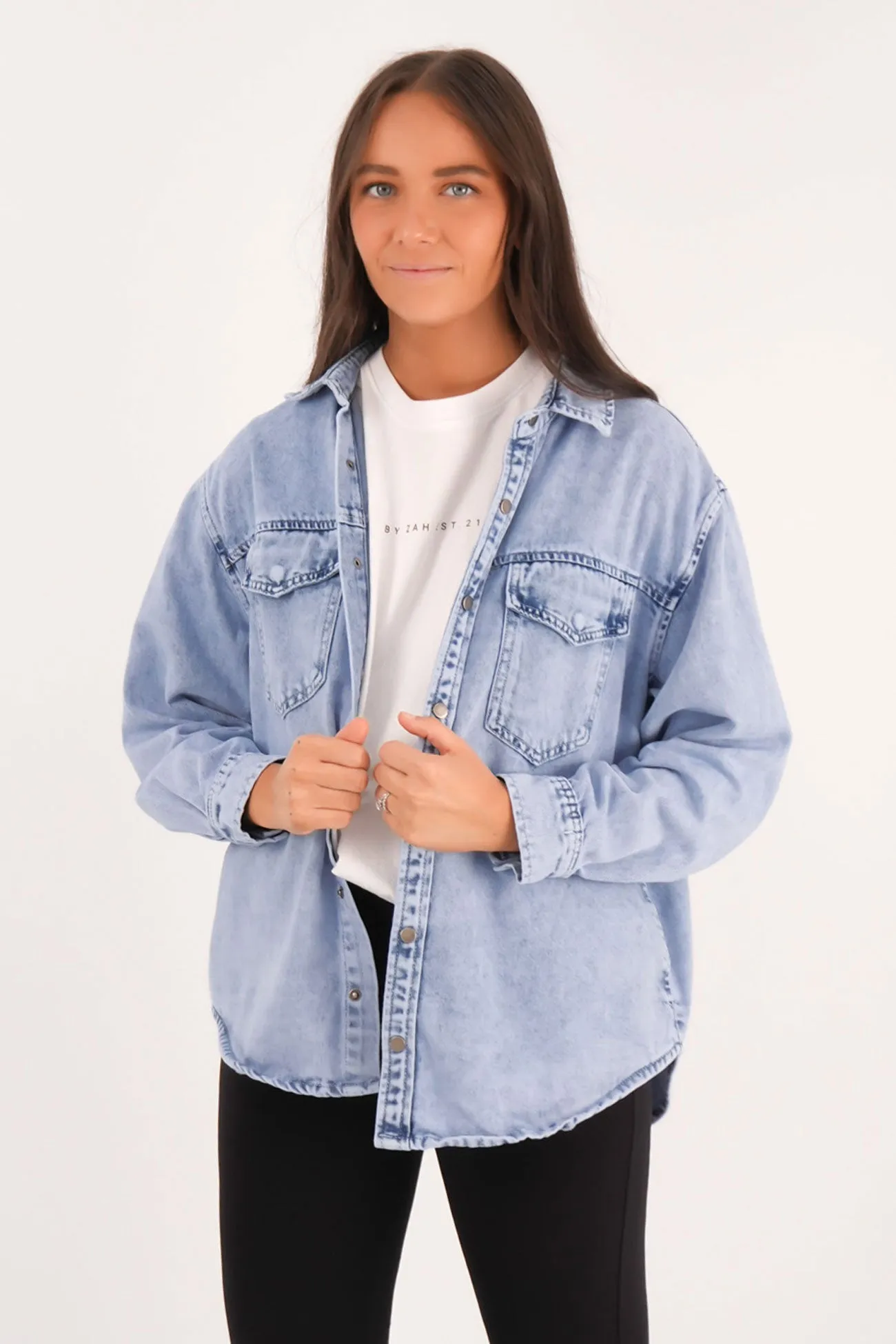 Effortless Vibe Daisy Over Shirt Light Blue