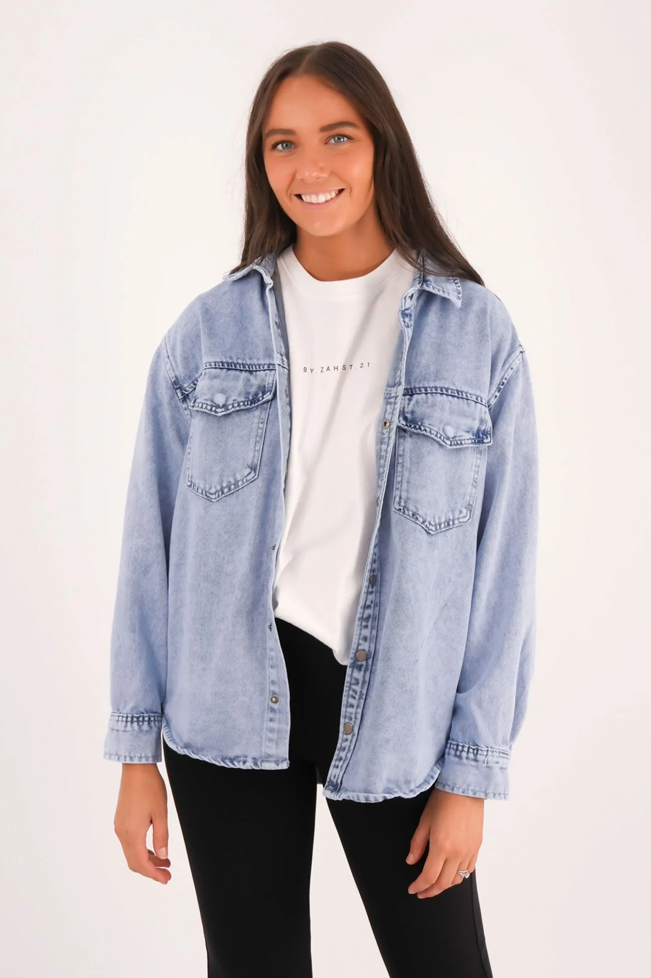 Versatile Fit Outdoor Leisure Look Daisy Over Shirt Light Blue