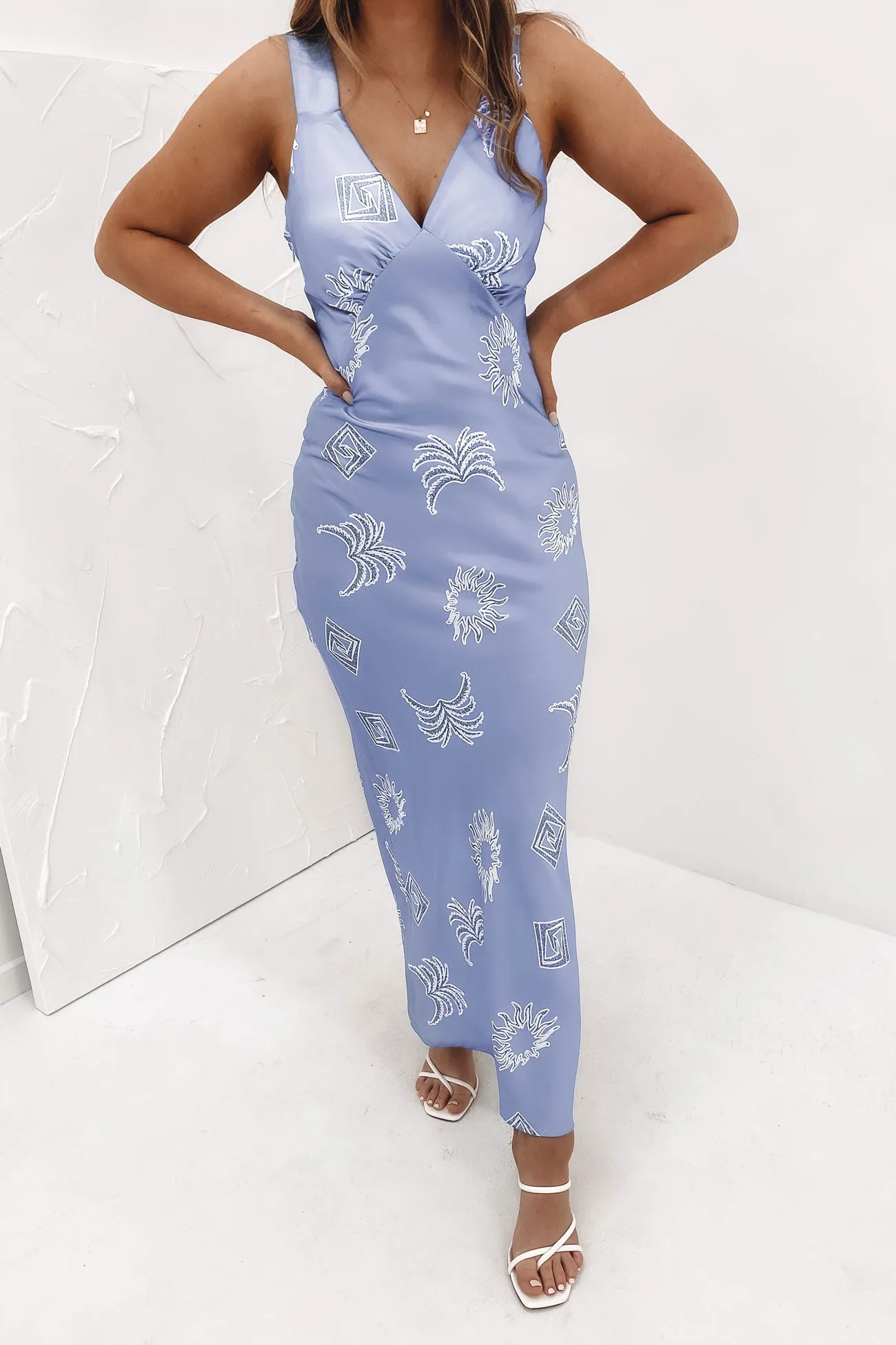 Paloma Maxi Dress Blue Honolulu knee-length Silky texture