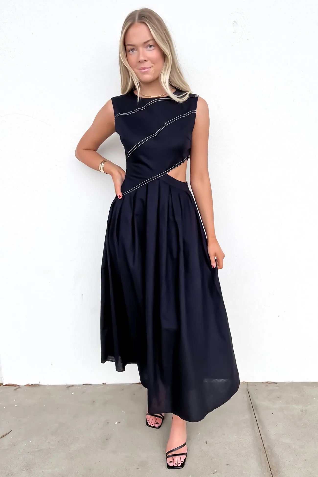 Colson Midi Dress Black Flattering Style Fit Casual and Smart