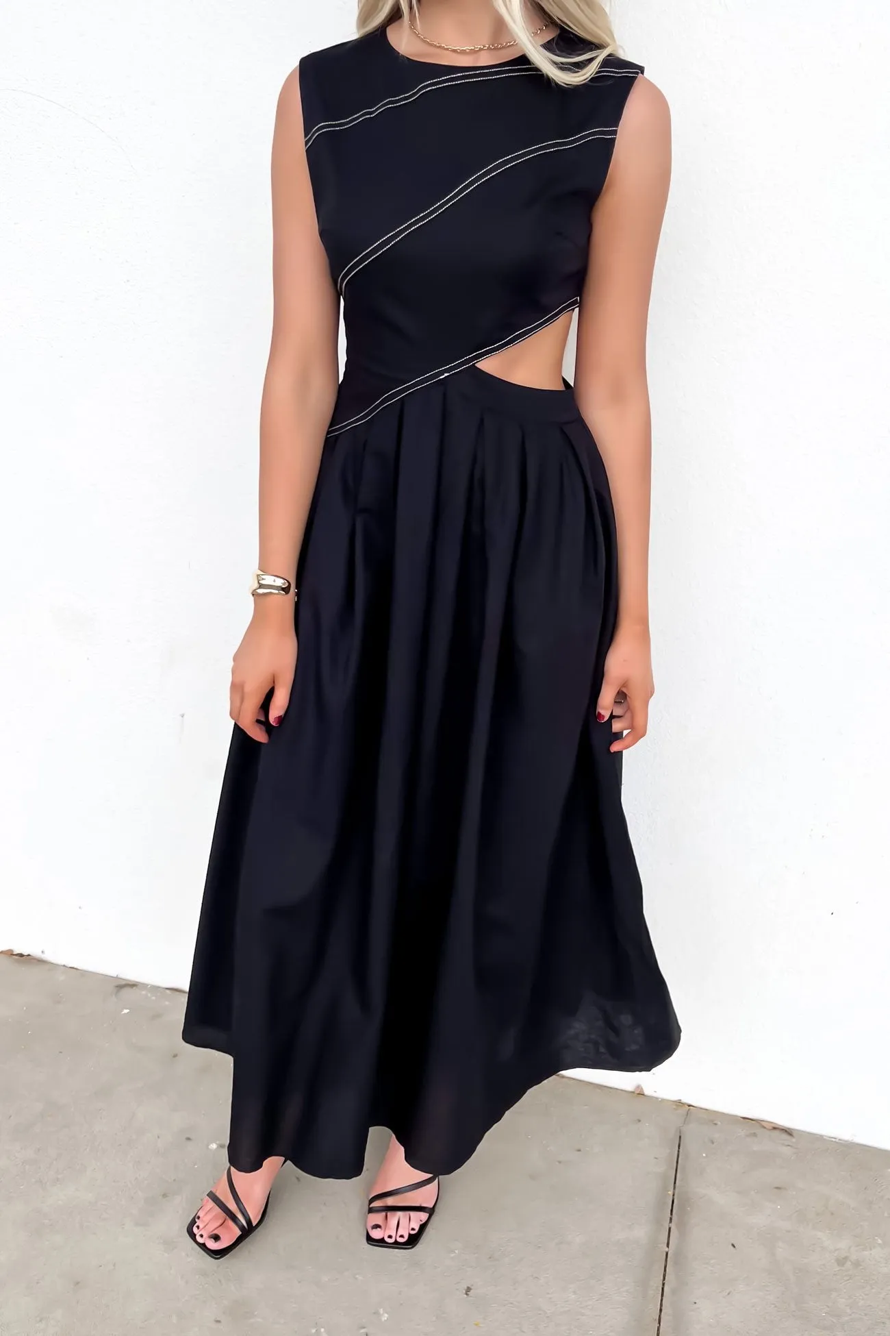 Clean Aesthetic Work or Play Colson Midi Dress Black