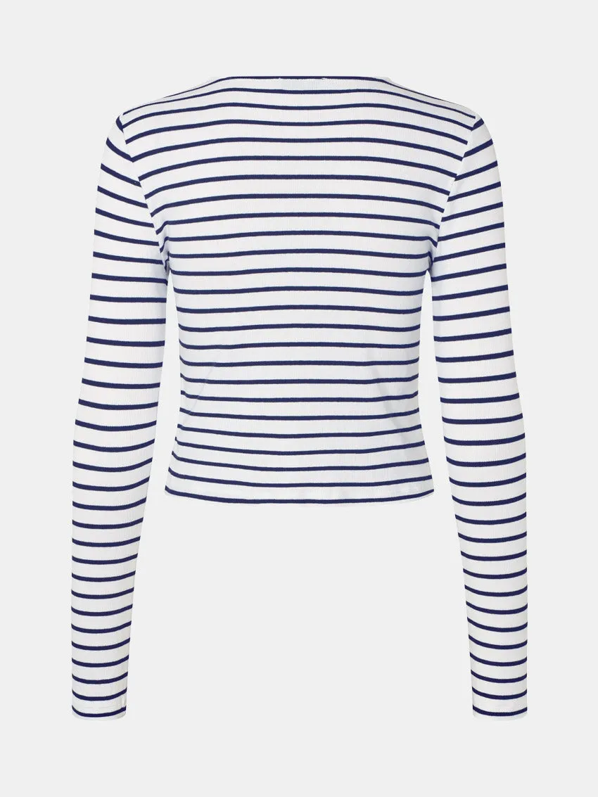 Enally Cardigan Navy/White Stripe Travel Friendly