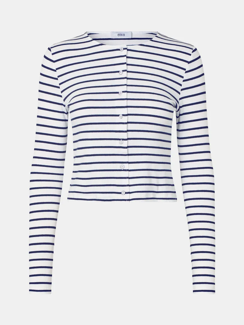 slim fit Enally Cardigan Navy/White Stripe