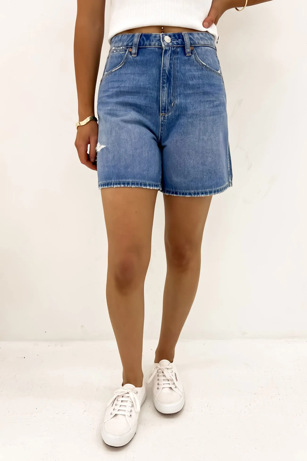 Seam Free Construction High A-Line Short Blue Cult