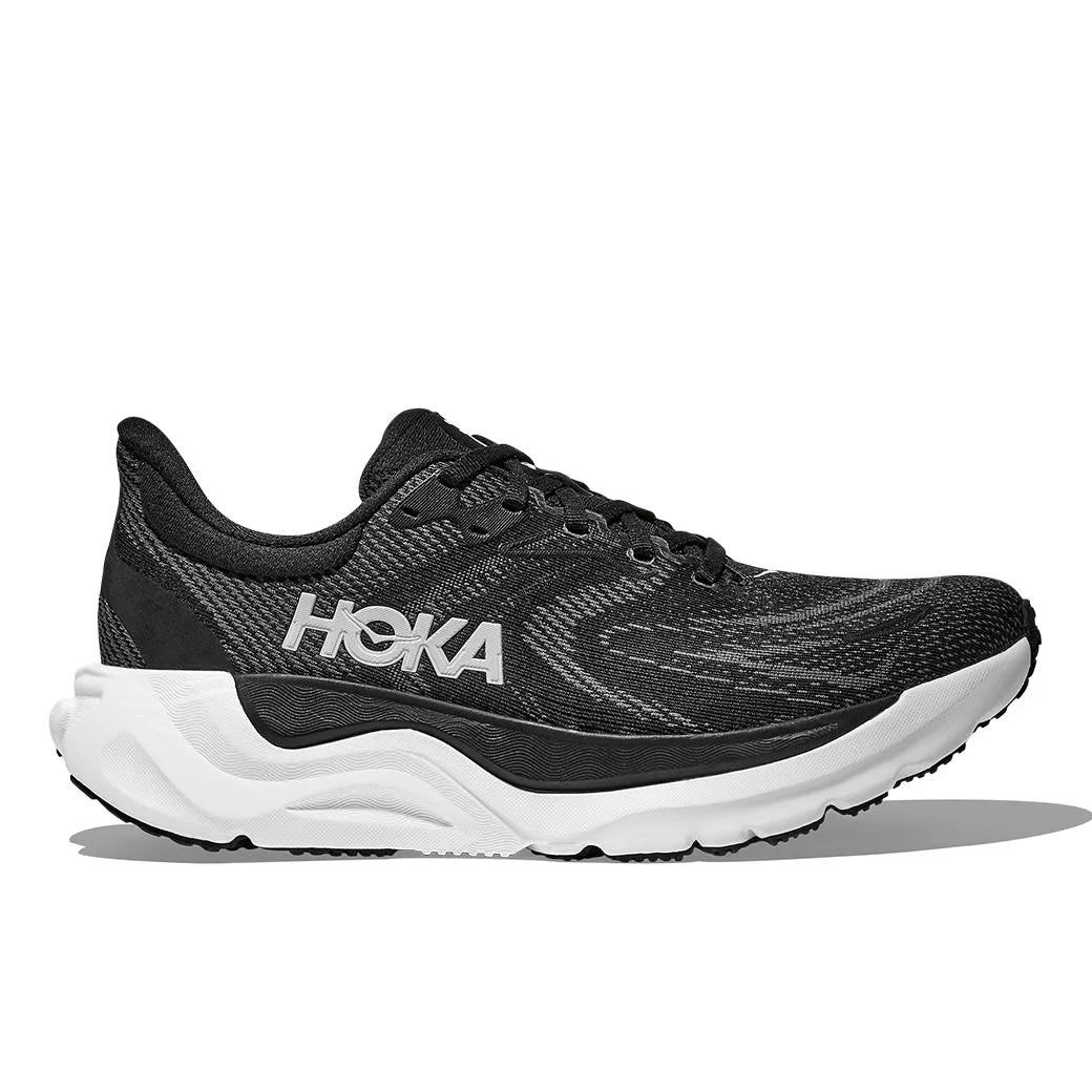 running in bumpy tracks shoes Womens Hoka Arahi 8 in Black/White