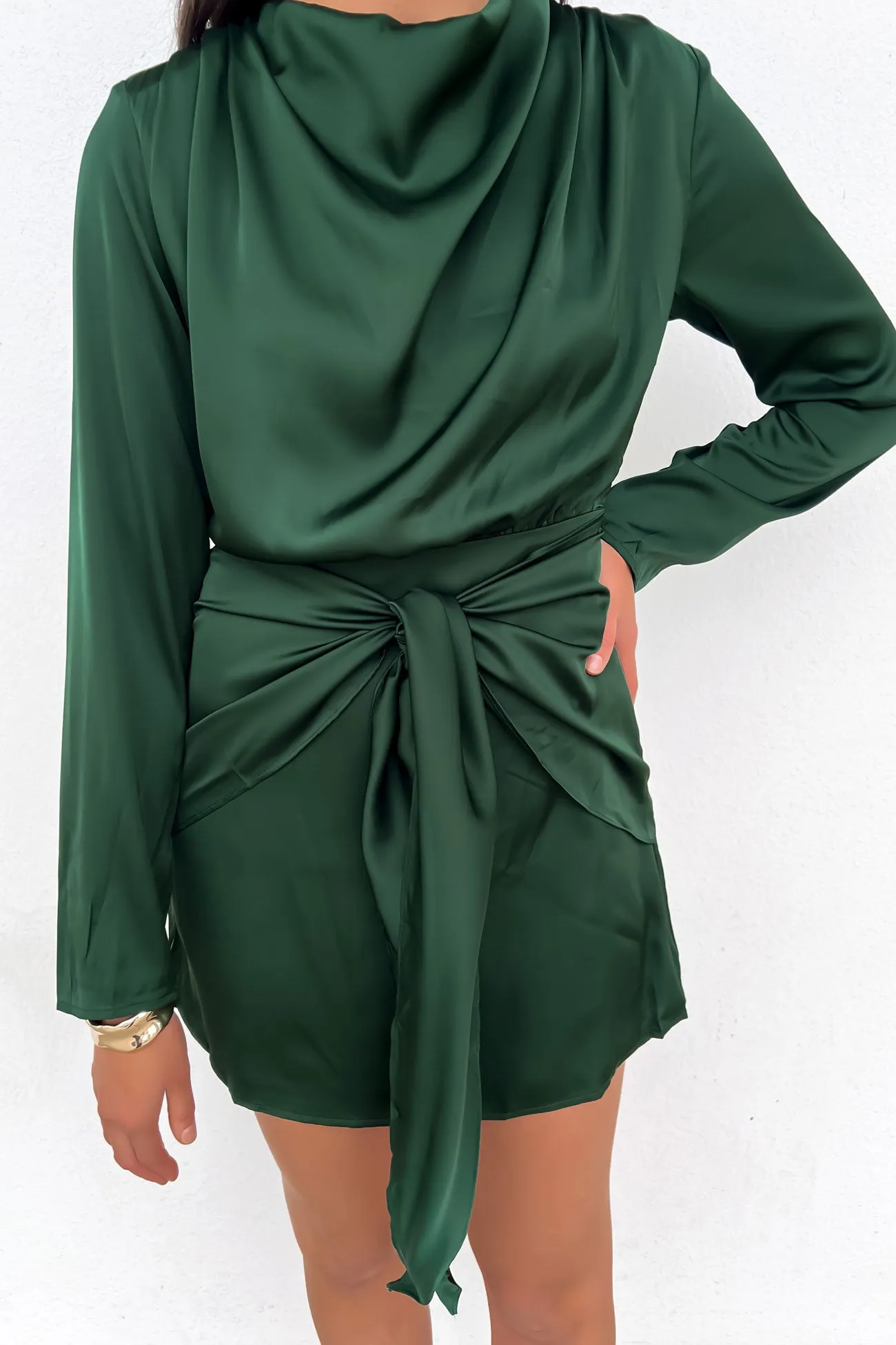 Dinah Mini Dress Emerald Neutral Layer Fit Base