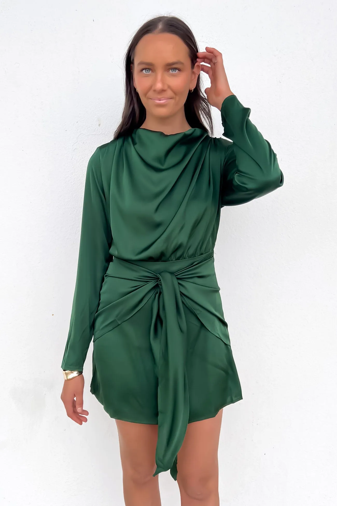 Dinah Mini Dress Emerald Vibrant Waist Fit Smart Layering