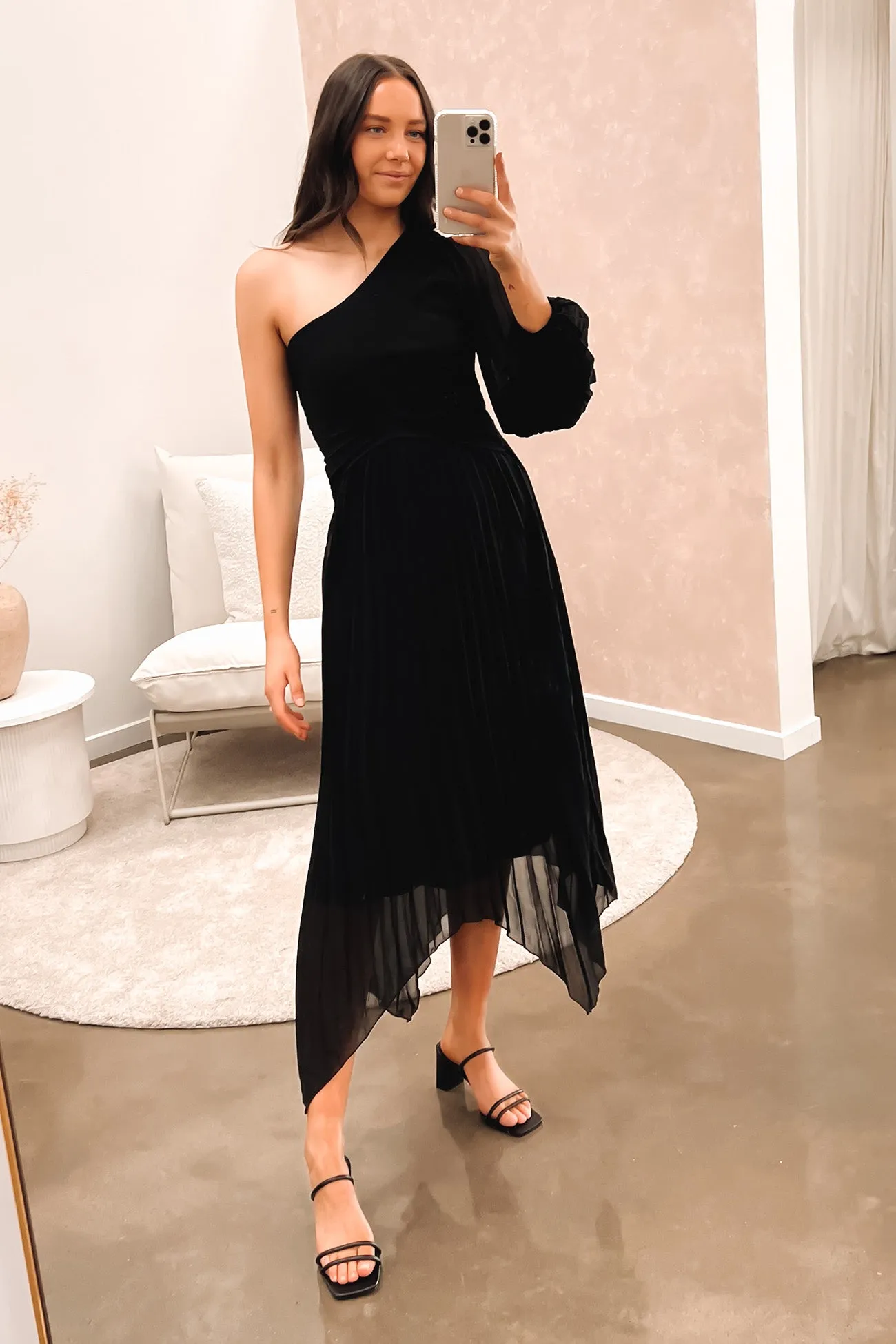 Skyla Midi Dress Black Airy Weave Cool Finish