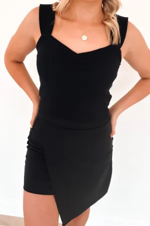 Breezy Fit Storm Rib Ruched Tank Black