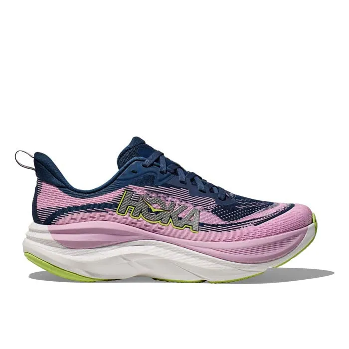 Womens Hoka Skyflow in Midnight/Pink Twilight Flexible Arch Support decline running shoes