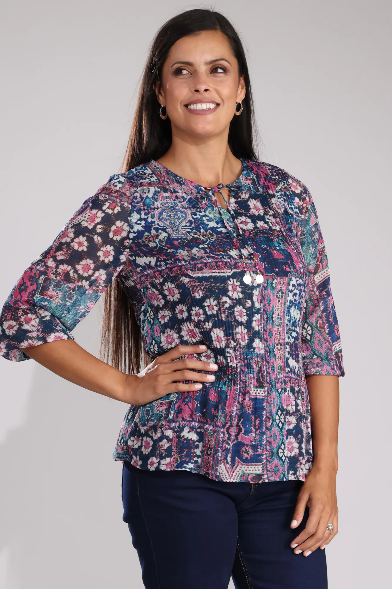 Top | Navy Pink Gold Lurex | 8571B1 Elegant Layer