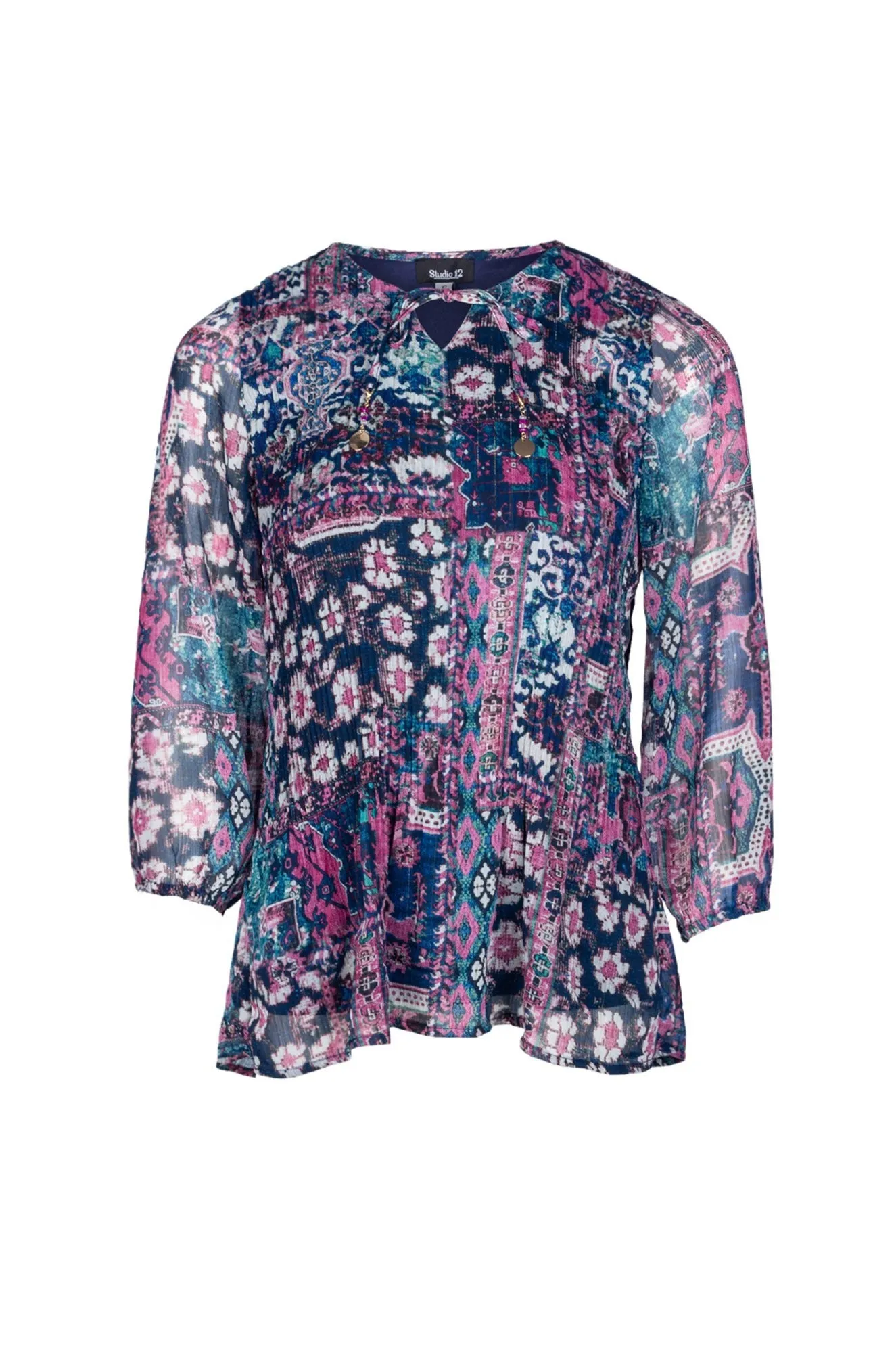 Nature Glow Top | Navy Pink Gold Lurex | 8571B1