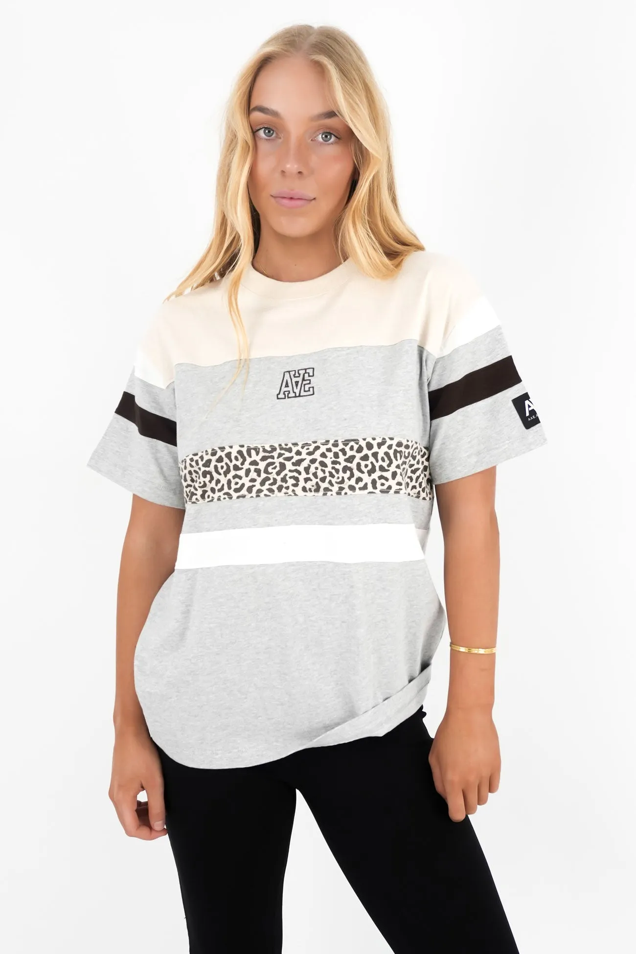 Athletica Panel Box Tee Grey Marle Moisture Control Fabric