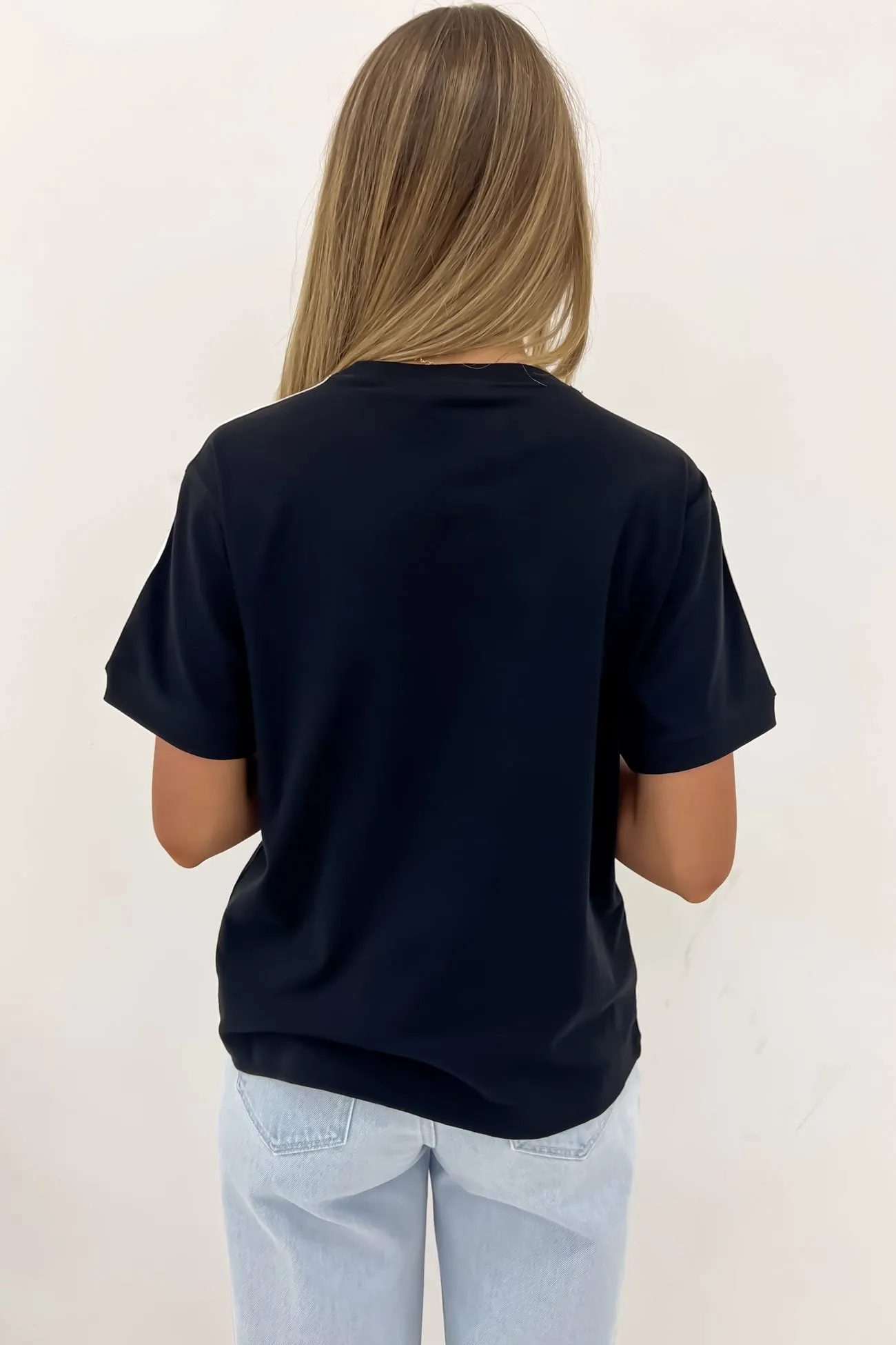 3 Stripe Tee Black Day-to-Night Look Reinforced Shoulders