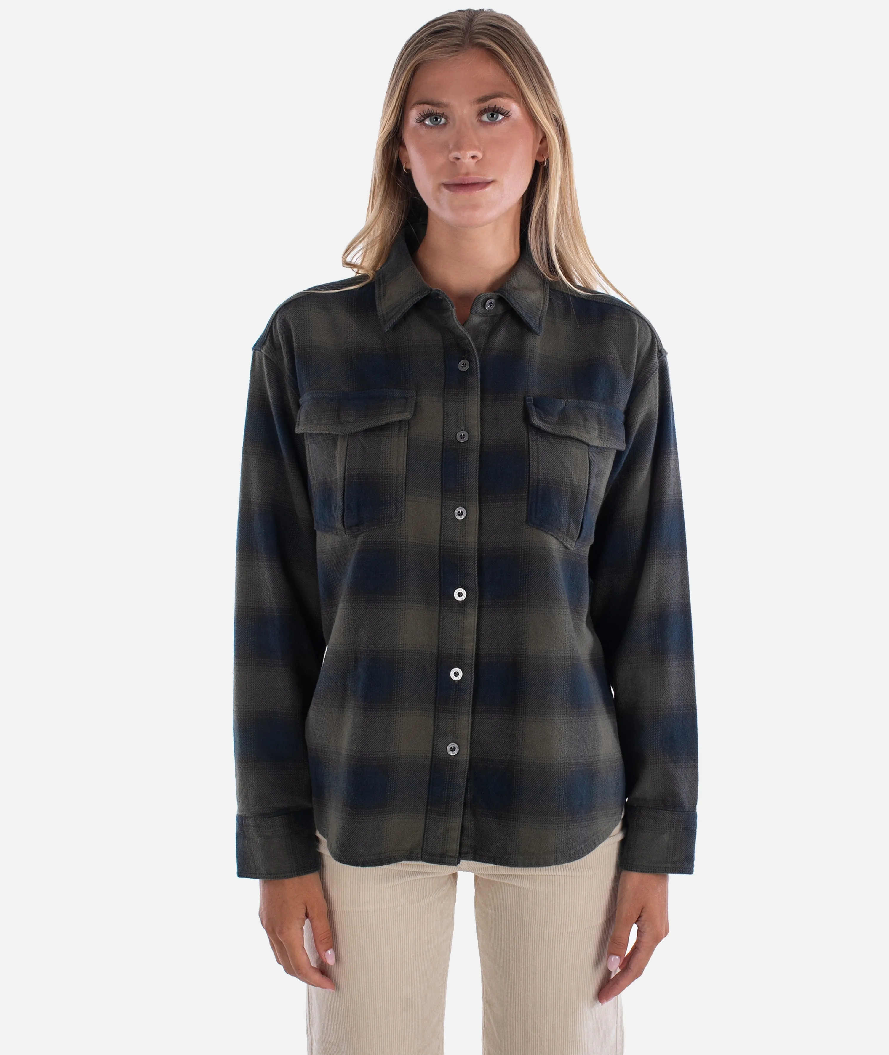 Layered Shoulder Design Simple Fashion Anchor Flannel - Agave