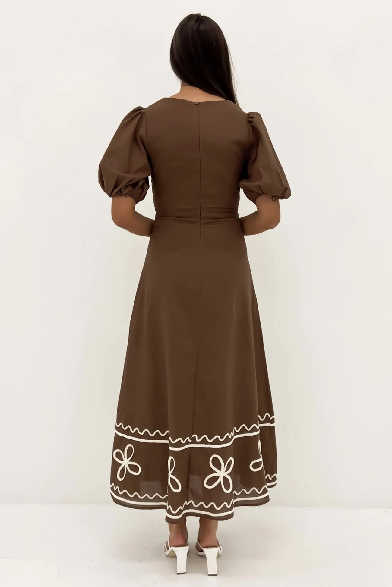 Maggie Maxi Dress Brown Beige breathable fabric dress