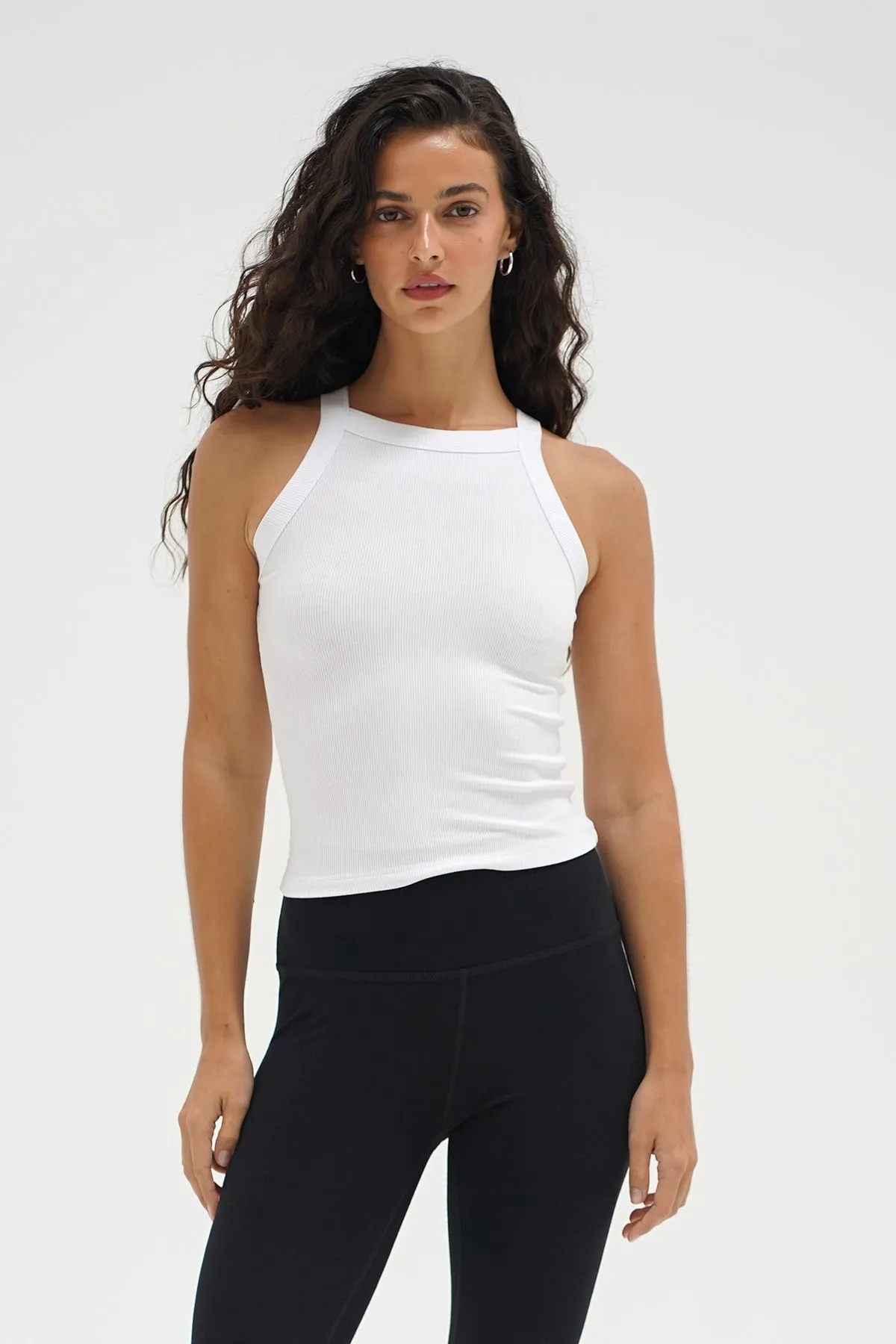 Flex Fit Cozy Wrap Dylan Ribbed Tank - White