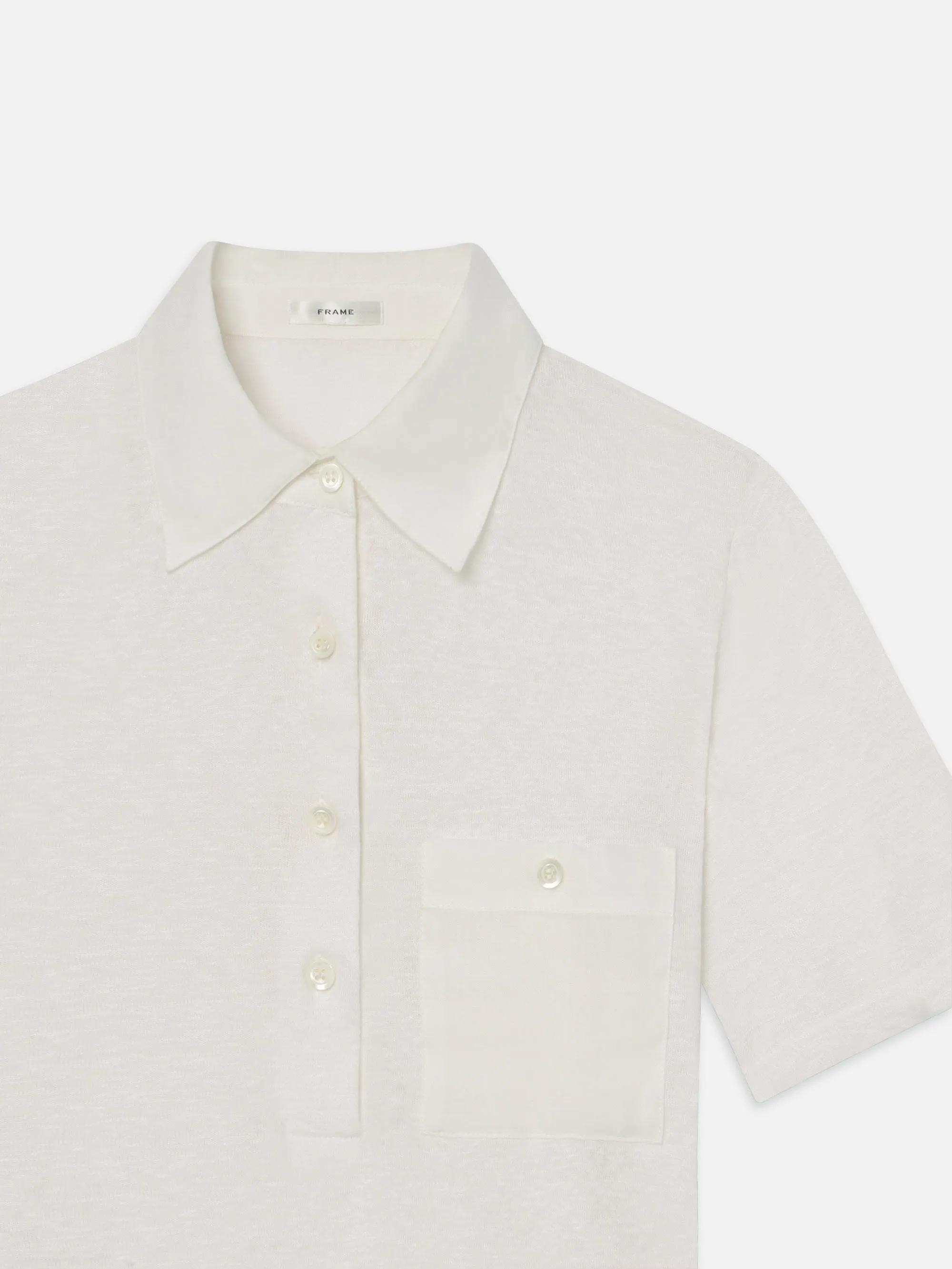 The Caddy Polo -- Cream Distressed Hem Finish