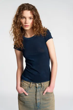 Marbella Cap Sleeve Tee Raw Hem Finish StretchComfortWeave