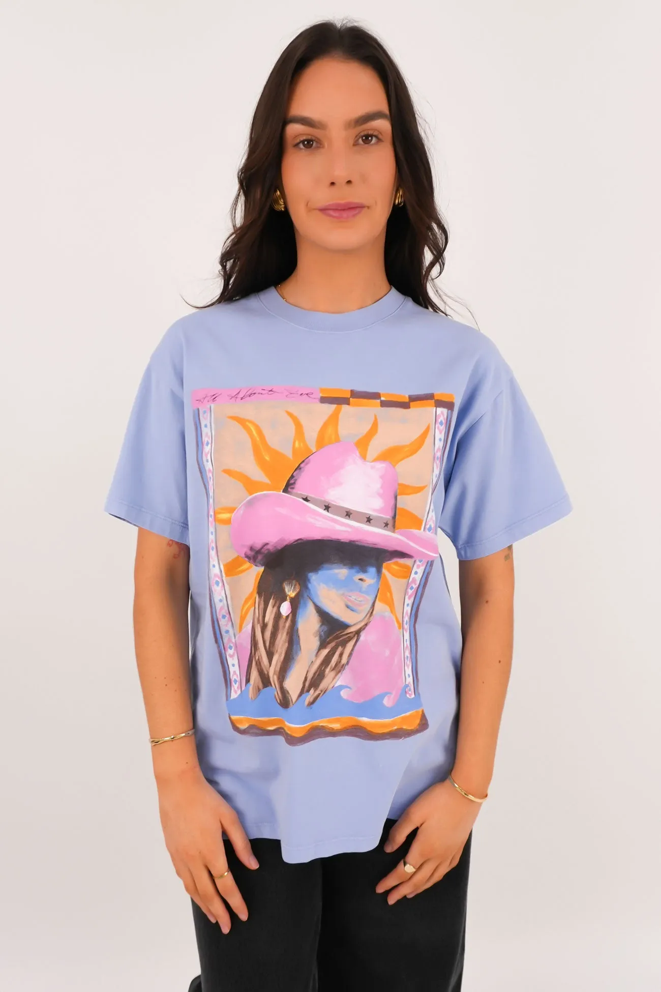 Calamity Sun Relaxed Tee Light Blue Long Sleeve