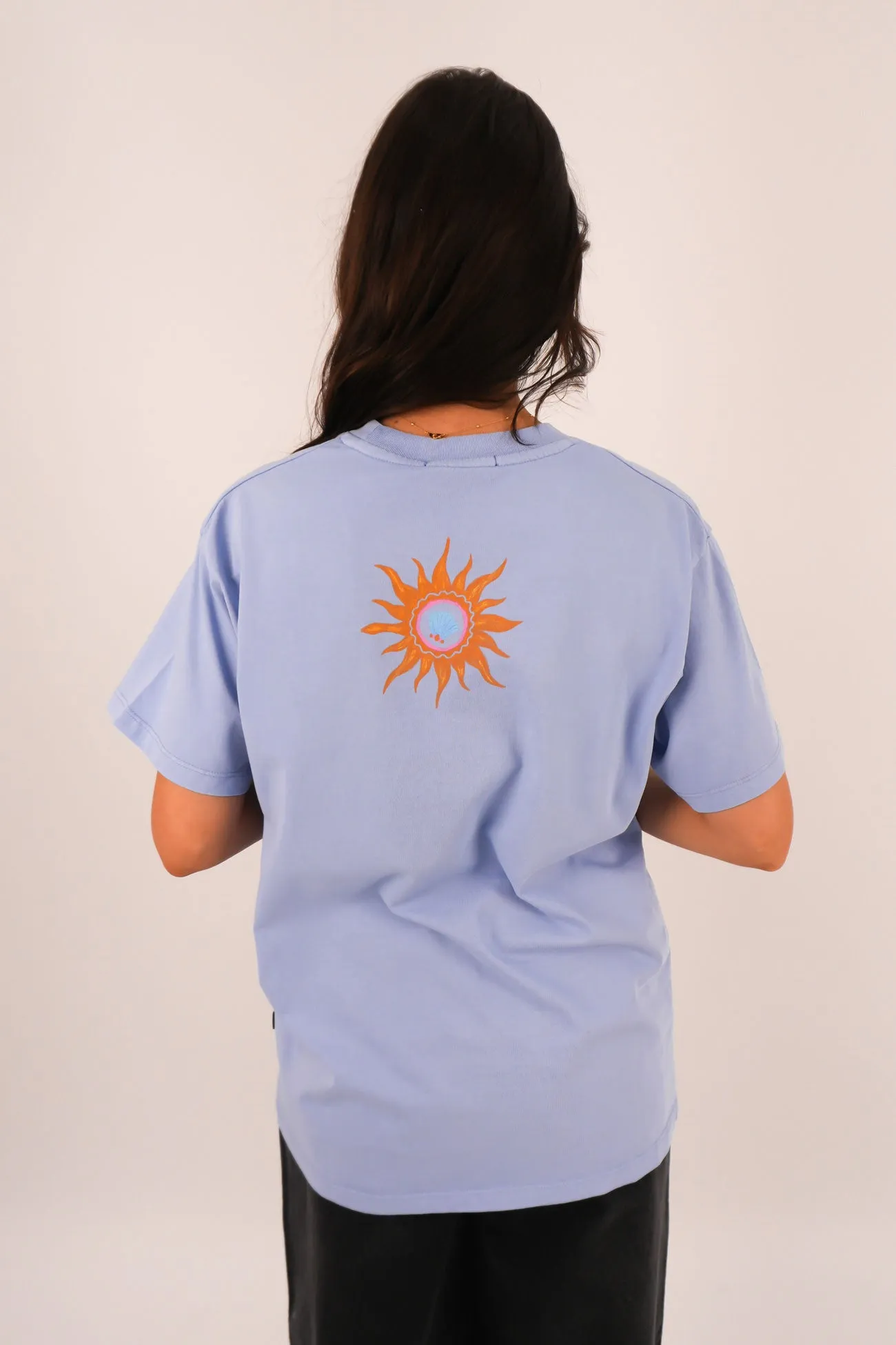 Calamity Sun Relaxed Tee Light Blue Timeless Appeal