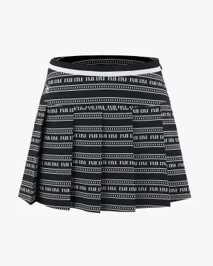 Sophisticated Casual Clean Aesthetic Logo pattern printed pleated skirt - Black